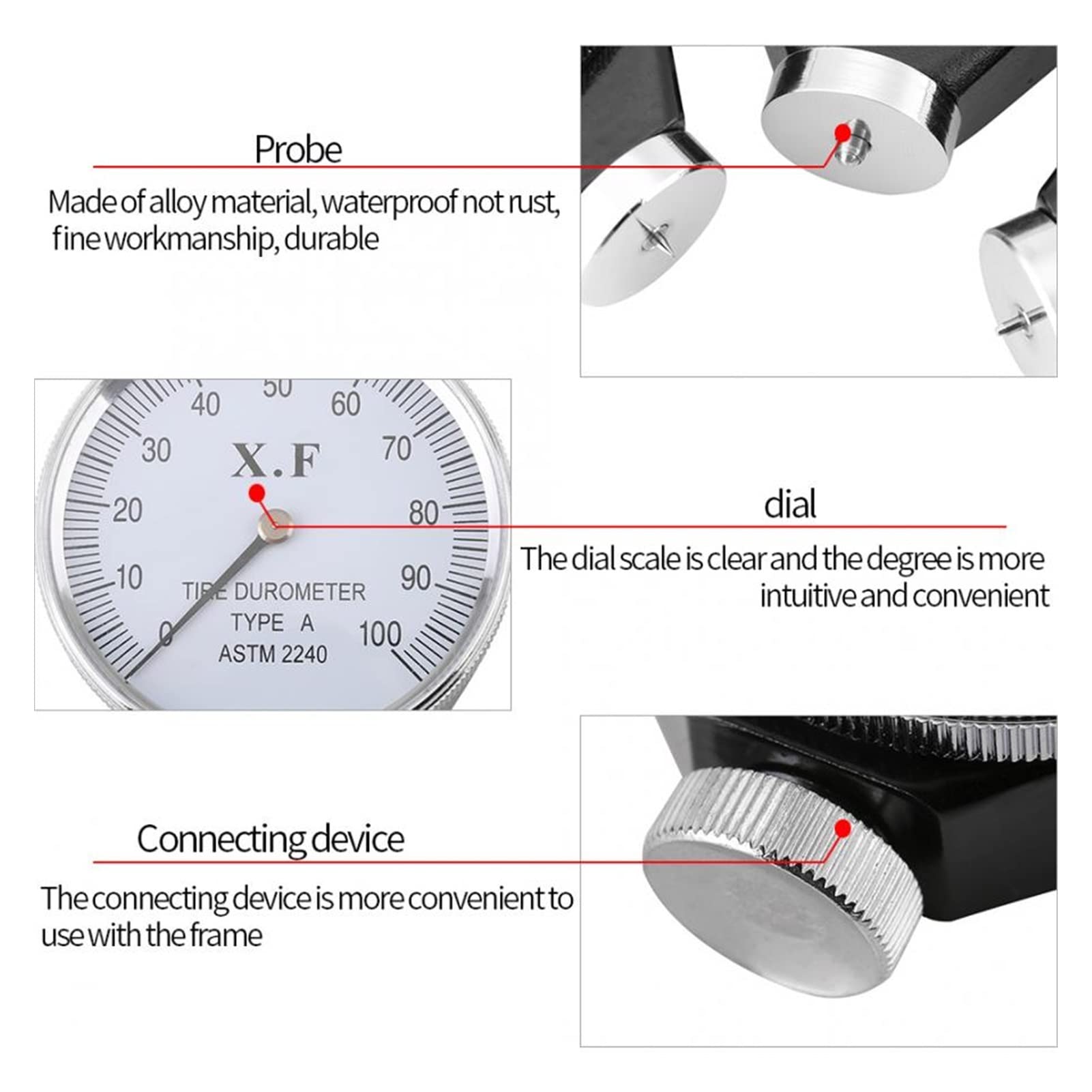 Härteprüfer, Digitalhärte Durometer Gummi Reifenhärtestertyp O/a/d Gummi-Reifen-Durometer(No Battery and charge)