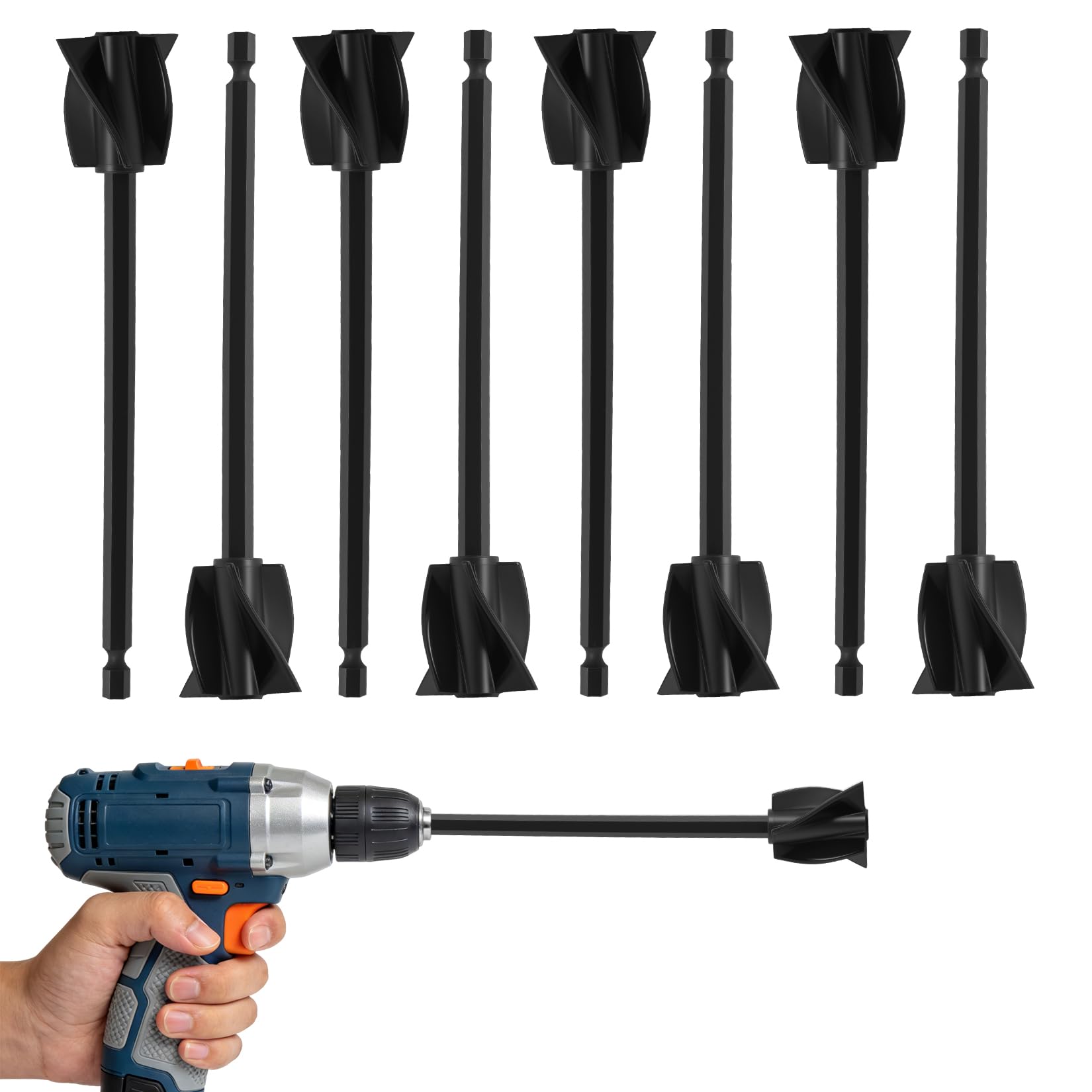 8 Pcs Agitatore per Resina Epossidica, Miscelatore per Vernici, Miscelatore Epossidico per Resinas, Agitatore per Trapano da 1/4, per Pittura Smalto ceramico Resina Epossidica + Panno per Pulizia