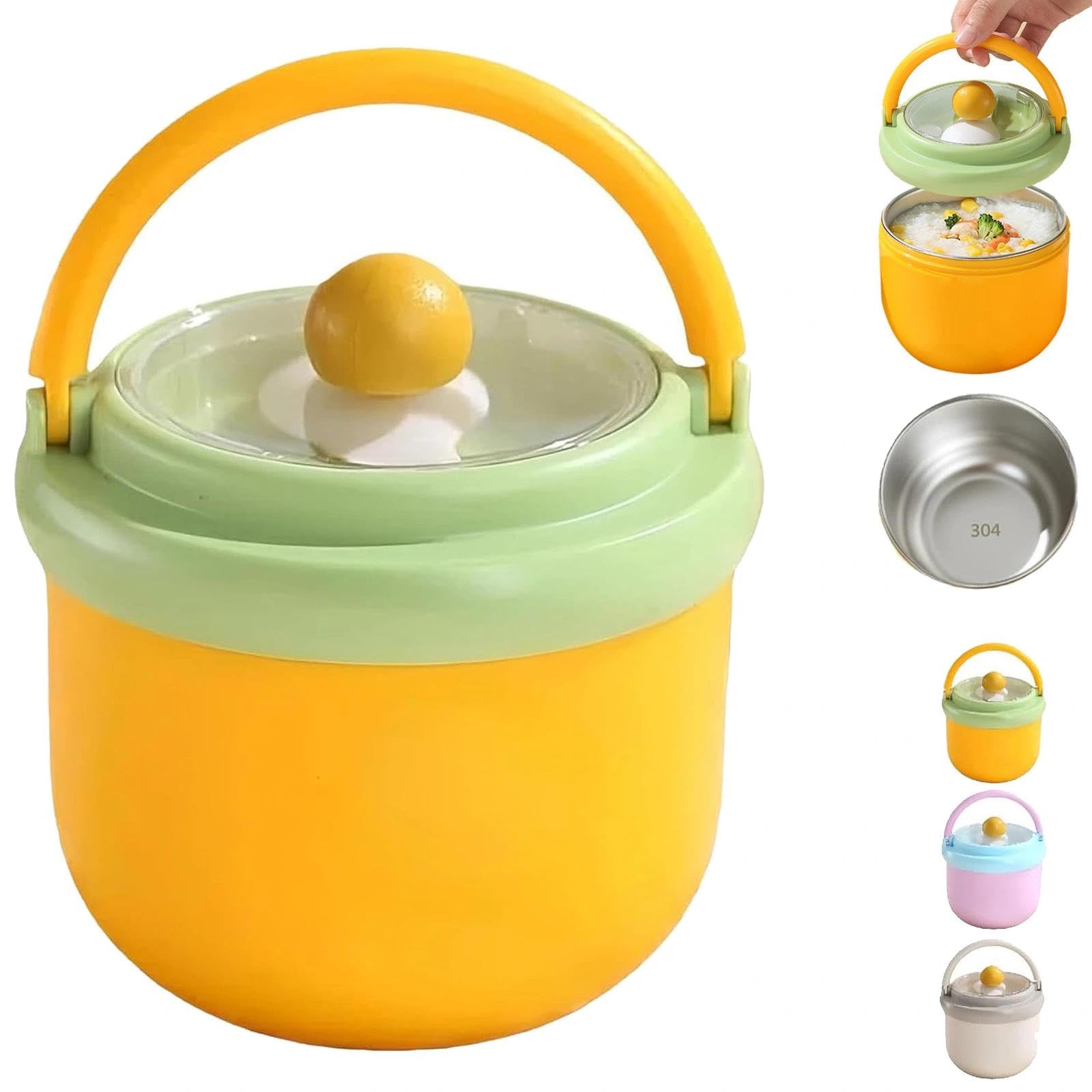 Lyoveu 17oz Portable Lunch Food Jar With Handle,Portable Lunch Food Jar With Handle ＆Tableware,304 Stainless Steel Leakproof Insulated Container,For Work,Travel Picnic (A)