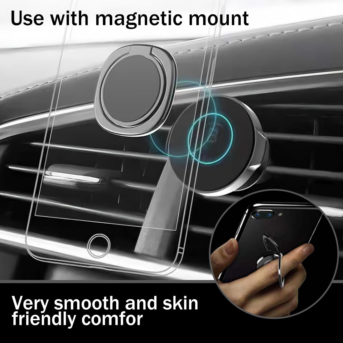 4 Pezzi Anello Cellulare con Anello in Metallo, Anello per Cellulare Dito 3mm Ultra Sottile, Anello Supporto Ring Cellulare, Ring Stand Holder per tutti i Smartphone