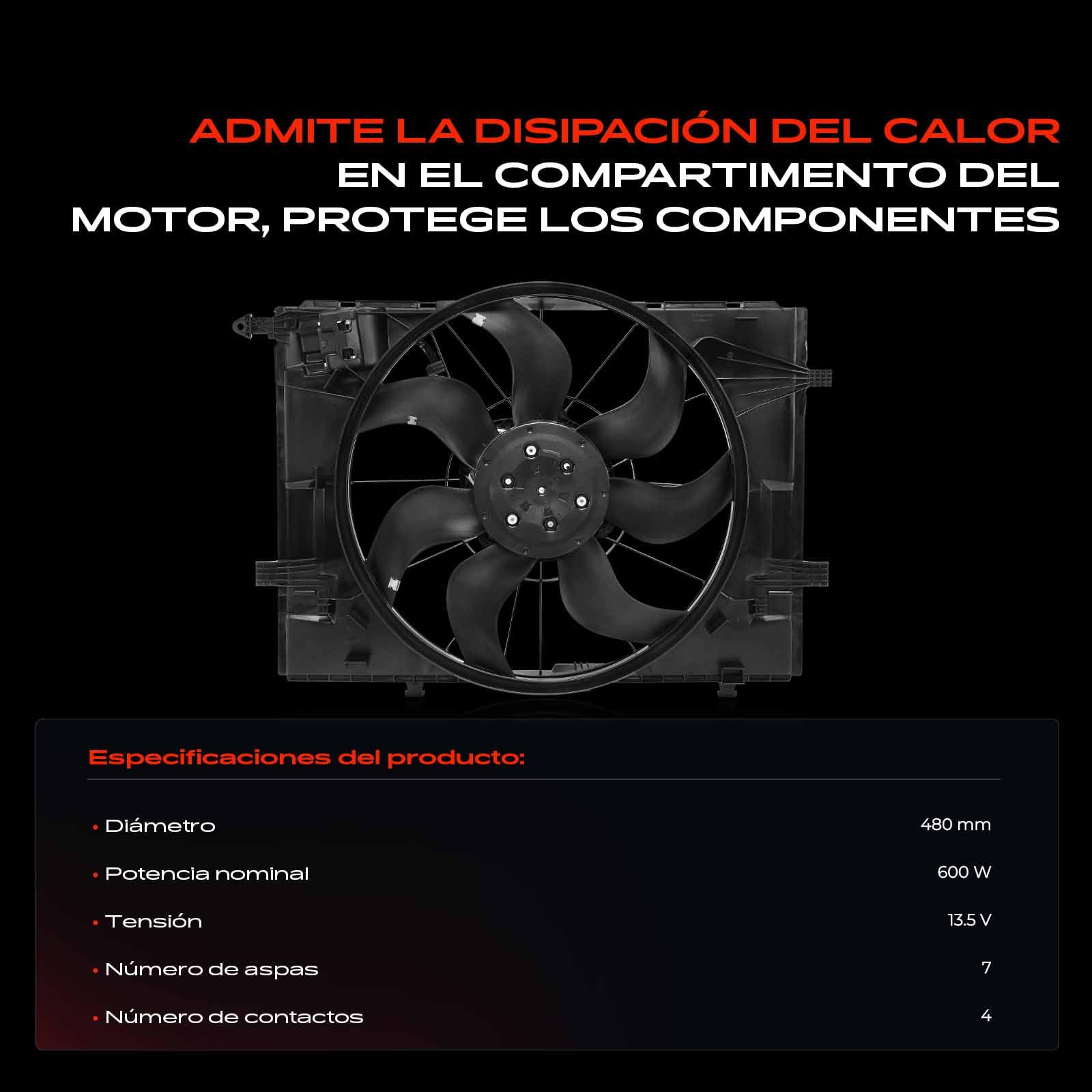 Frankberg Ventilador de radiador rueda de ventilador enfriador de agua