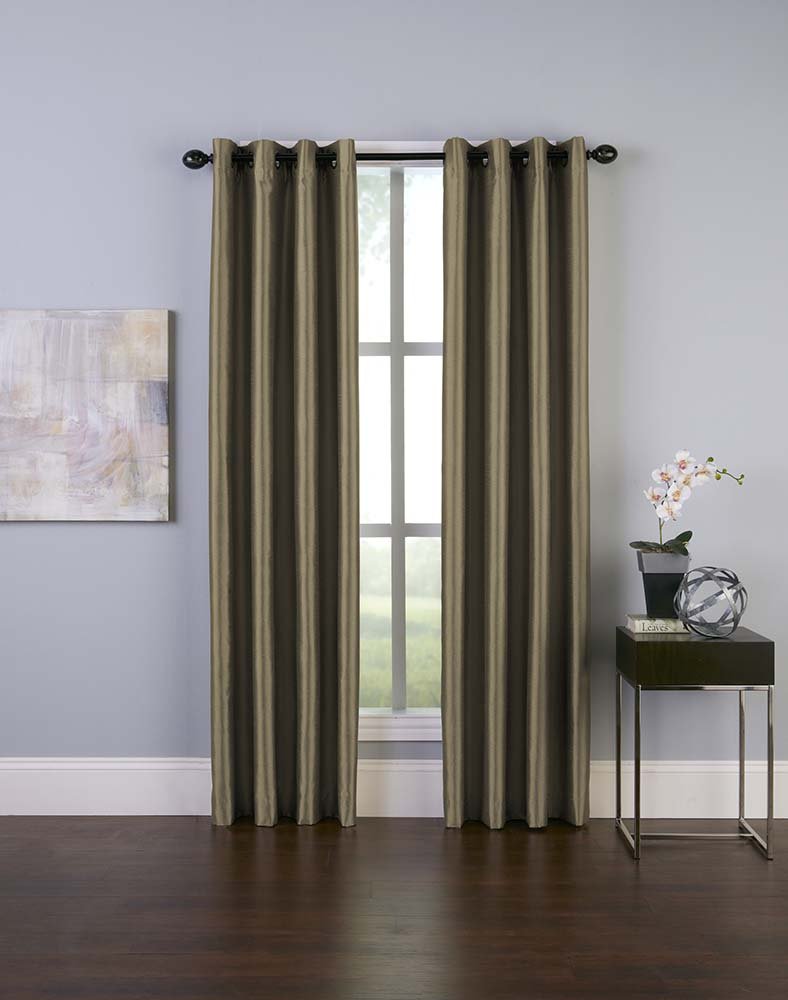 Curtainworks Malta Faux Silk Grommet Curtain Panel, 50 by 144", Bronze, W 50" x L 144" (1 Panels)