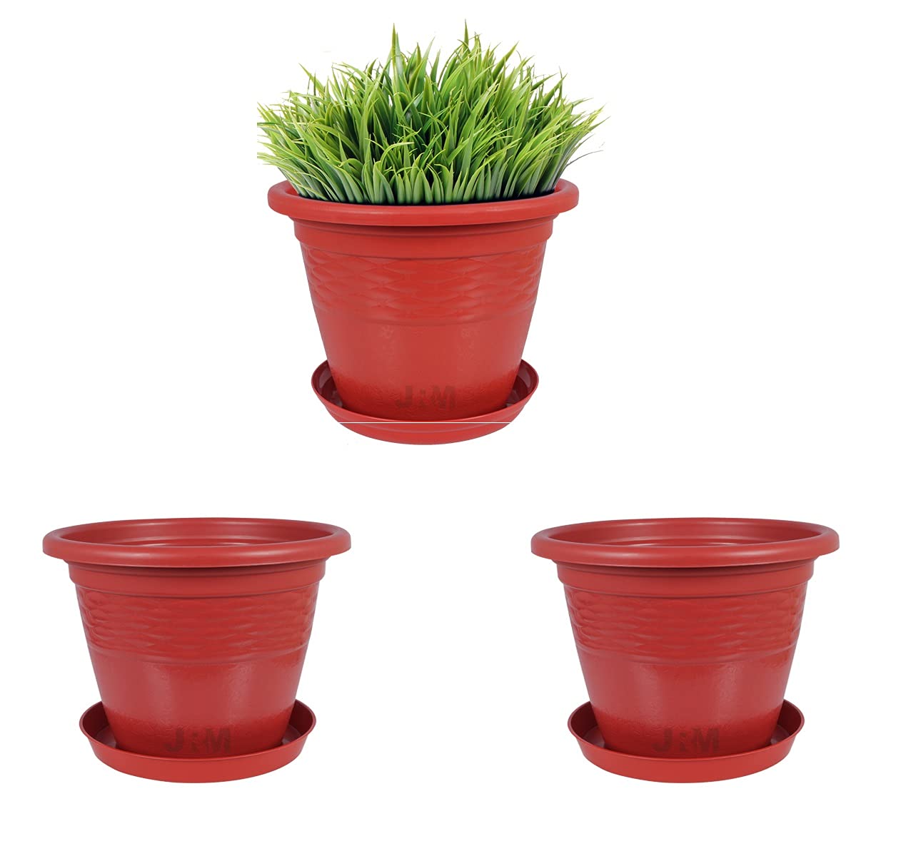 JRM Plastic Pot for Garden and Balcony Flowering with Bottom Plate (Set of 3, Size-8 INCH) (B09CDSTK4B) Amazon Price History, Amazon Price Tracker