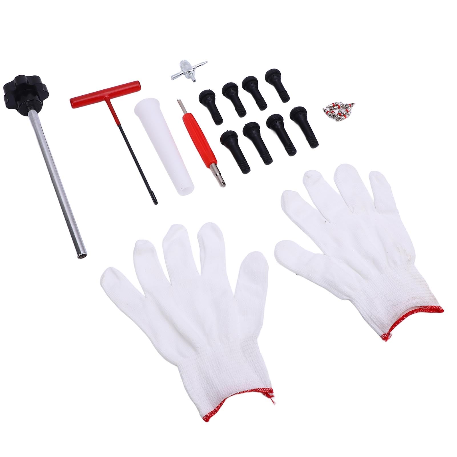 SIXRUN Set di Attrezzi per Installazione Valvola Gomma, Costruzione in Metallo TR413 TR414 Strumento Sostituzione Valvola con Design Antigoccia per Auto ATV Camion (Manico Nero)