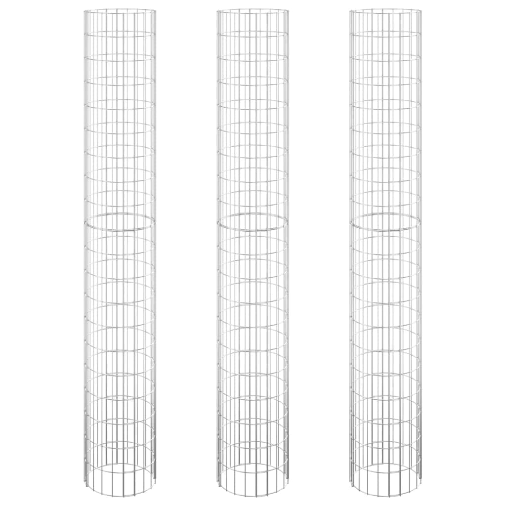 vidaXL 3X Gabionen Hochbeet Steinkorb Pflanzkorb Gabionenkorb Pflanzkasten Pflanzkübel Pflanzbeet Gartene Rund Verzinkter Stahl Ø30x200 cm