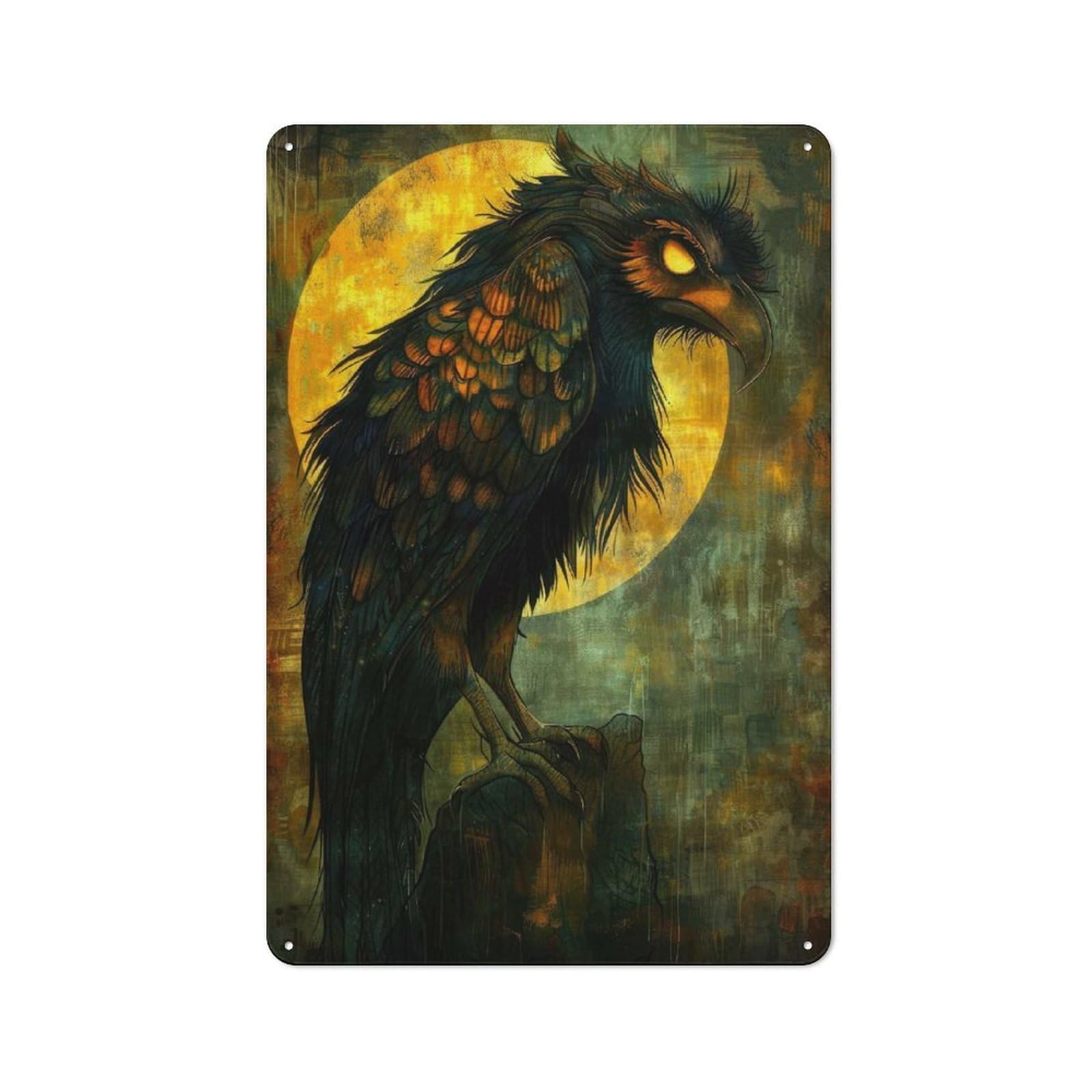 Junmoney Ravens Glow Country Style Metal Wall Decor 30X20cm, Decorative Metal Sign For Kitchen, Cafe, Pantry Or Dining Room