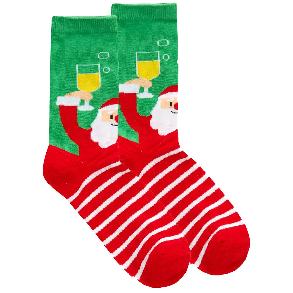 Metzuyan Ladies Novelty Cotton Rich Xmas Christmas Rude Funny Slogan Socks Mid Calf Size UK 4-8 Santa - 1 Pair