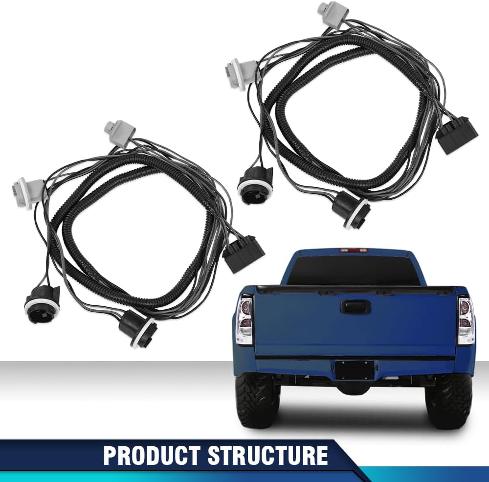 PIT66 Tail Lights Rear Light Lamp Assembly Wiring Harness Pair Compatible with Chevy Silverado 1500 1500HD 2500HD 3500 2003-2007 16531401, 16531402 Left & Right Side