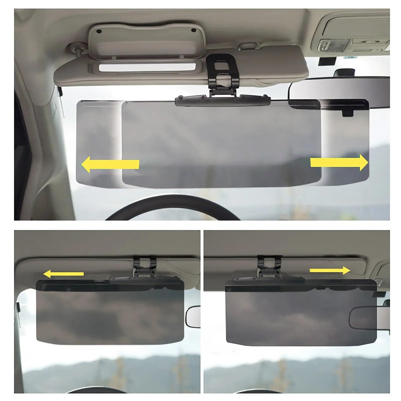 Parasole Per Auto Estensibile - Visiera Polarizzata Antiriflesso, Rotazione 180&deg;, Protezione UVA/UVB