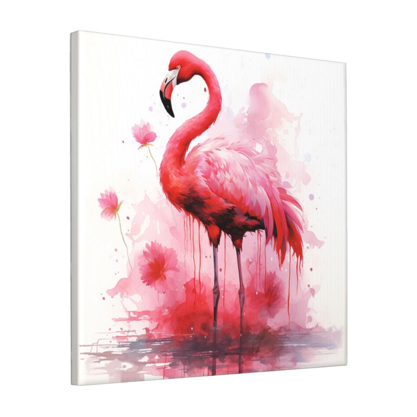 KLOPH Flamingo watercolor Canvas Wall Art for Living Room 12"x12" Modern Artwork Painting for Bathroom Hanging Canvas Prints Aesthetic Wallart for Bedroom Kitchen Office Wall Decor