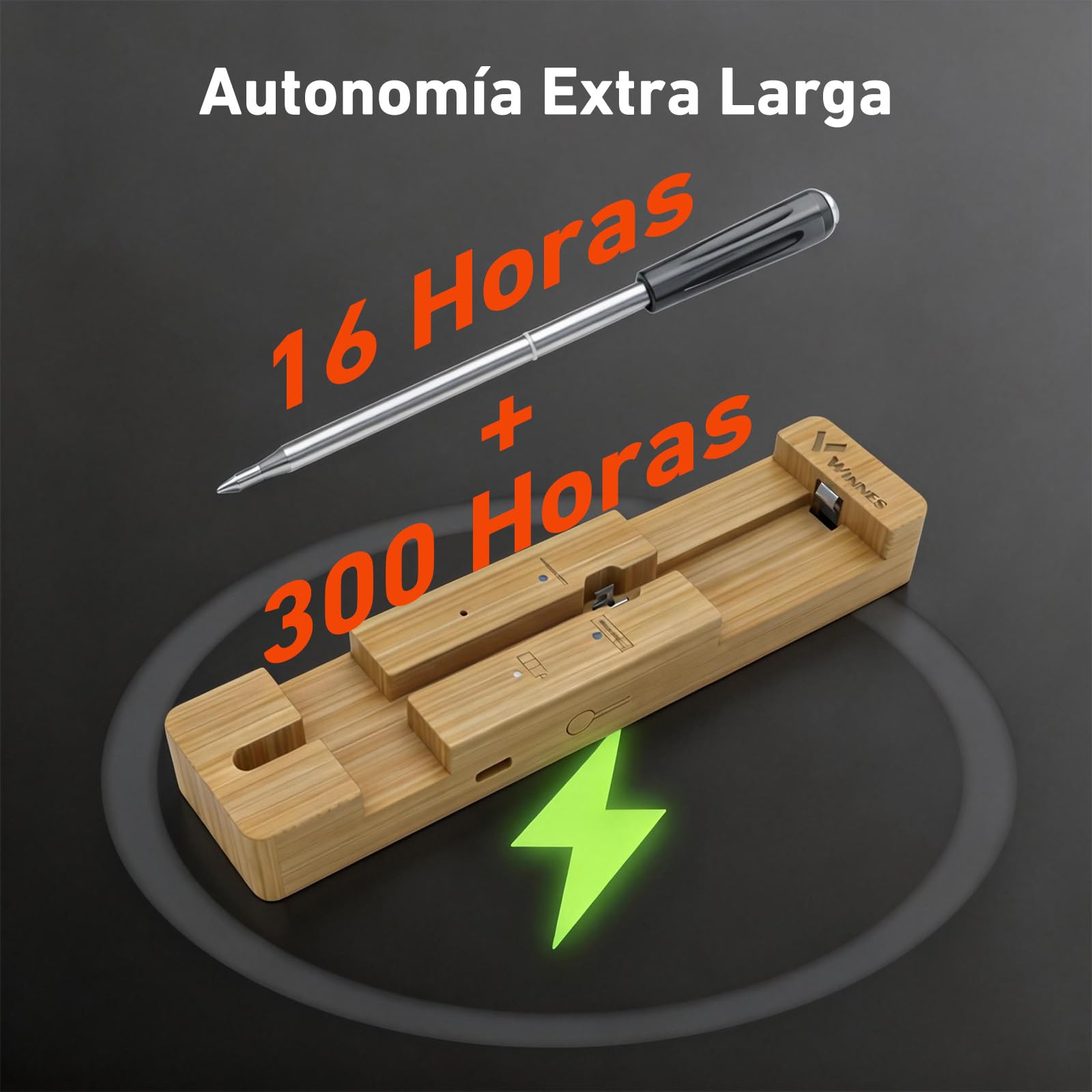 Termómetro para Carne Inalámbrico de 100 m con Sonda de 12,5 cm, Monitor de Temporizador y Alarma, IP67 Impermeable Meat Thermometer, Termómetro de Cocina para Barbacoa, Horno, Grill, Freidora Aire