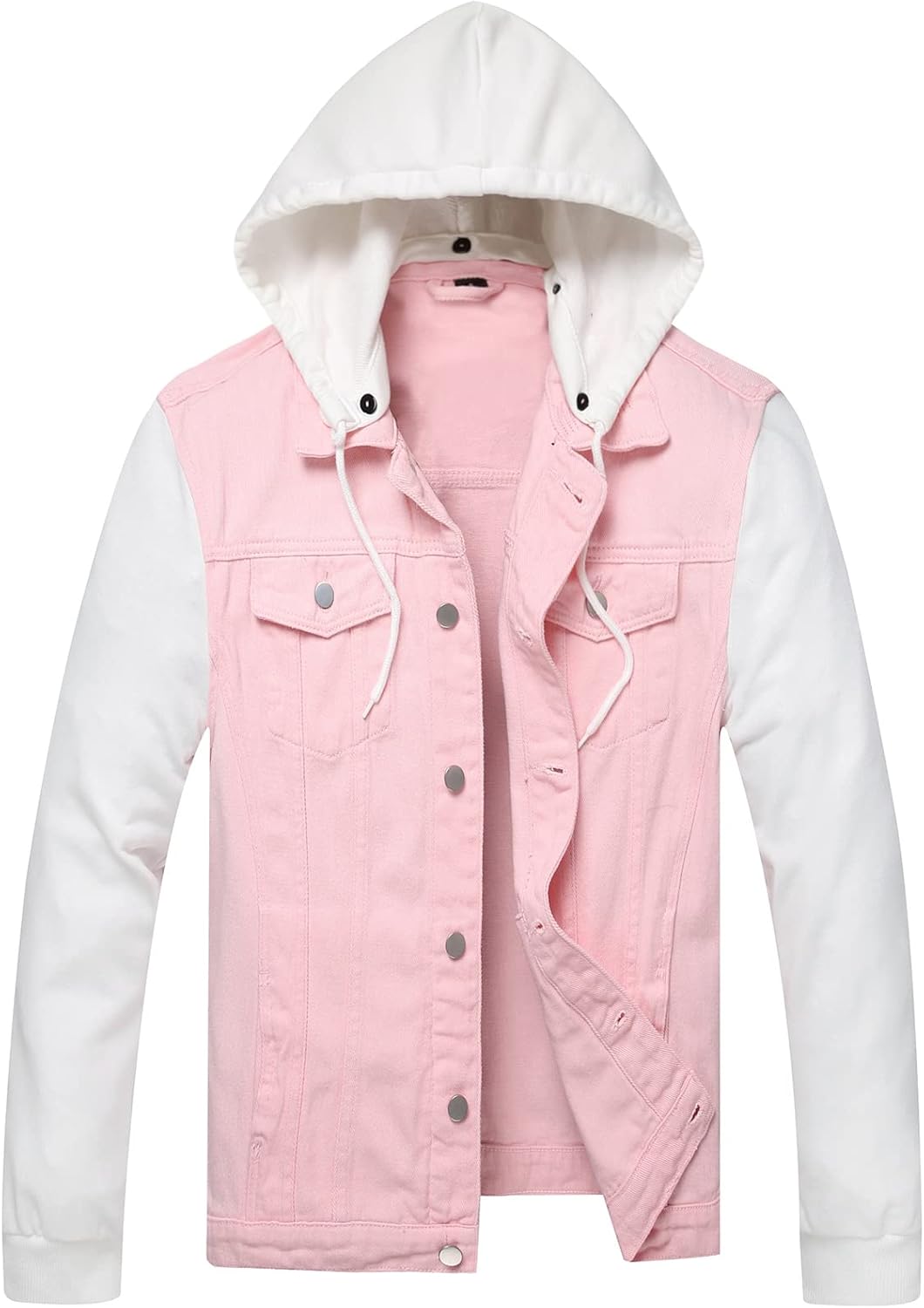 LZLER Hoodie Jean Jacket for Men,Casual Slim Fit Men's Denim Jacket with Hood