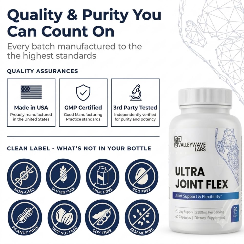Ultra Joint Flex - Advanced Joint Support Supplement for Knee, Hip, Back & Wrist Comfort | Glucosamine Chondroitin MSM Capsules for Men & Women, 60 Count, Made in USA, 3rd Party Tested — Amazon image 5