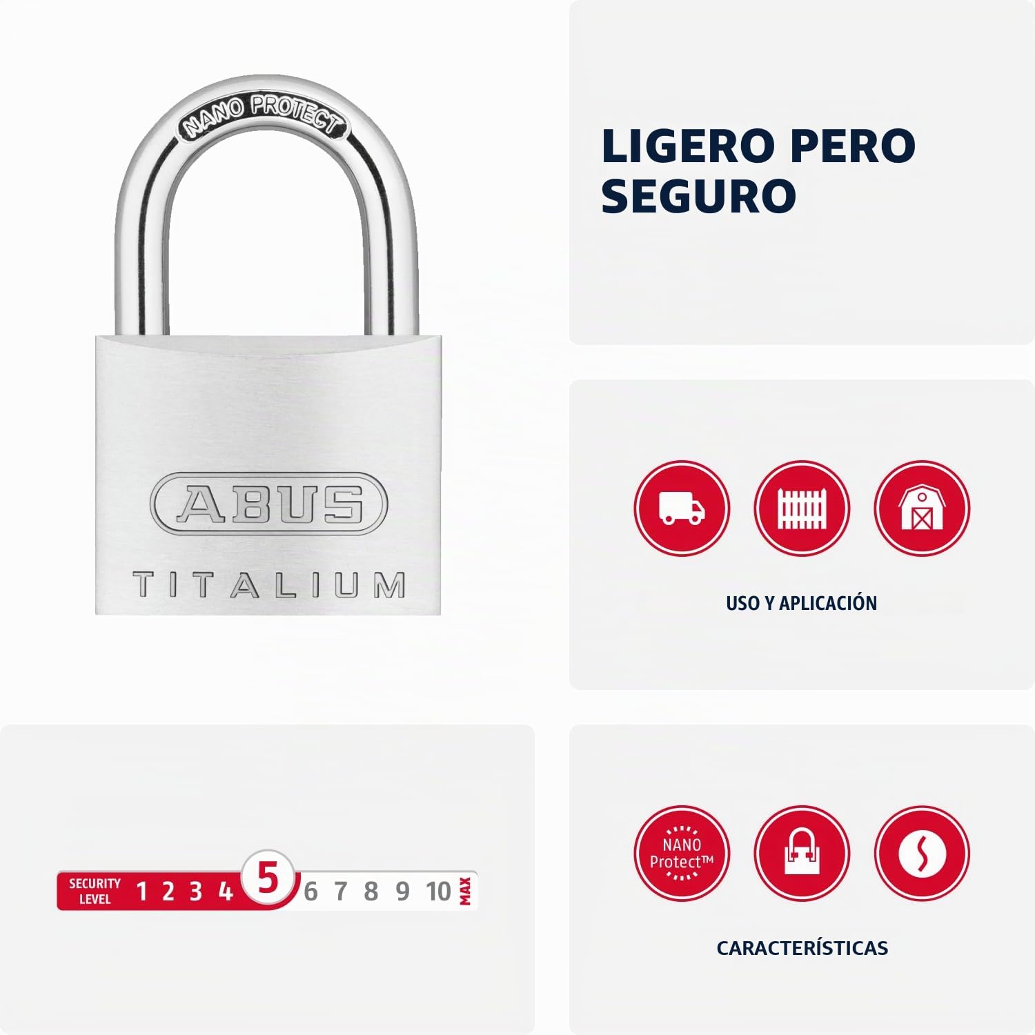 ABUS Candado Titalium 64TI/40 - Set de 3, Cierre Igualado