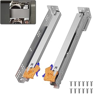 18 Inch Bottom Mount Soft Close Drawer Slides Full Extension Concealed Rails Track 80 lb Load Capacity 1 Pair (1 Pair, 18 Inch)