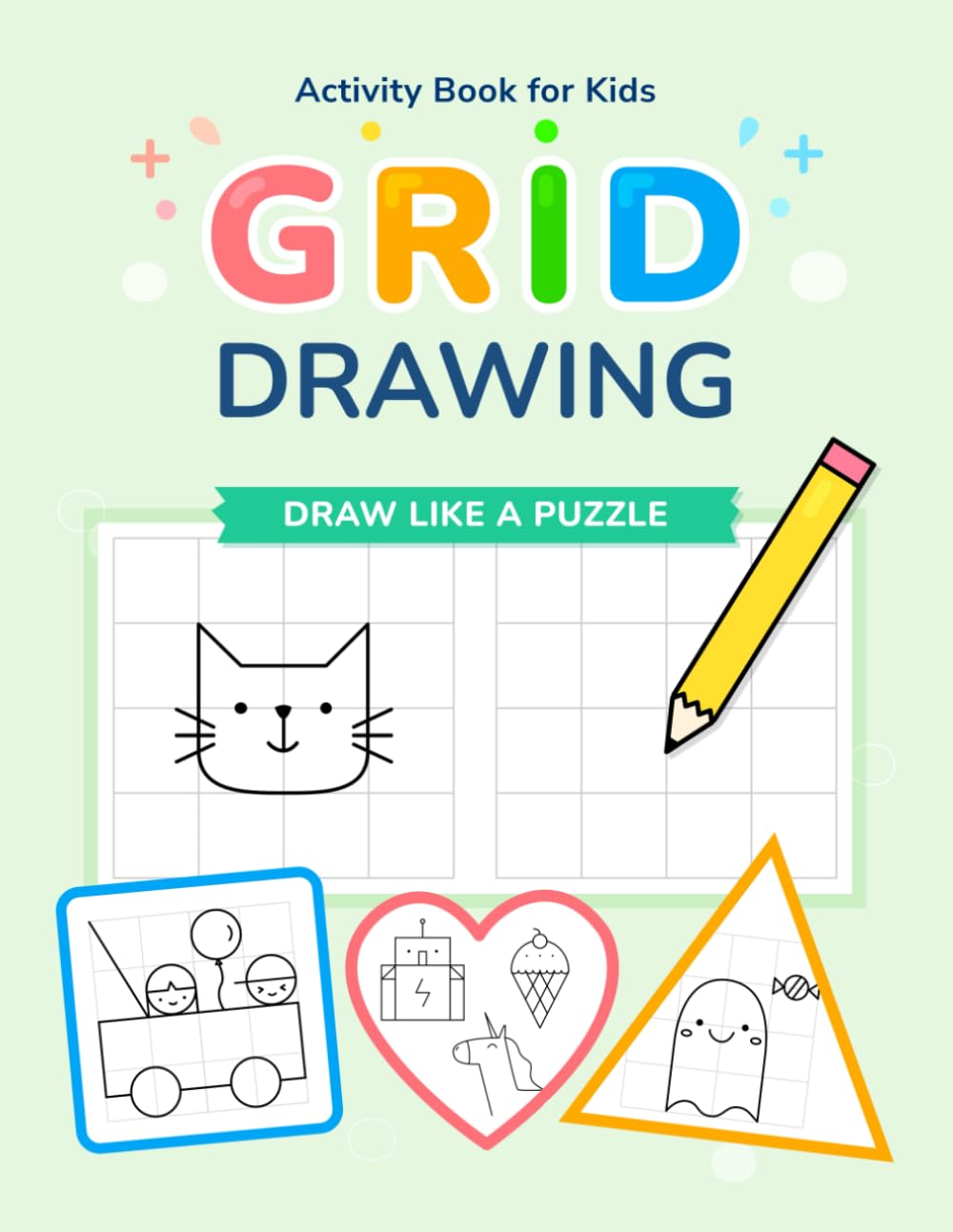 Activity Book for Kids - Grid Drawing - Draw Like a Puzzle