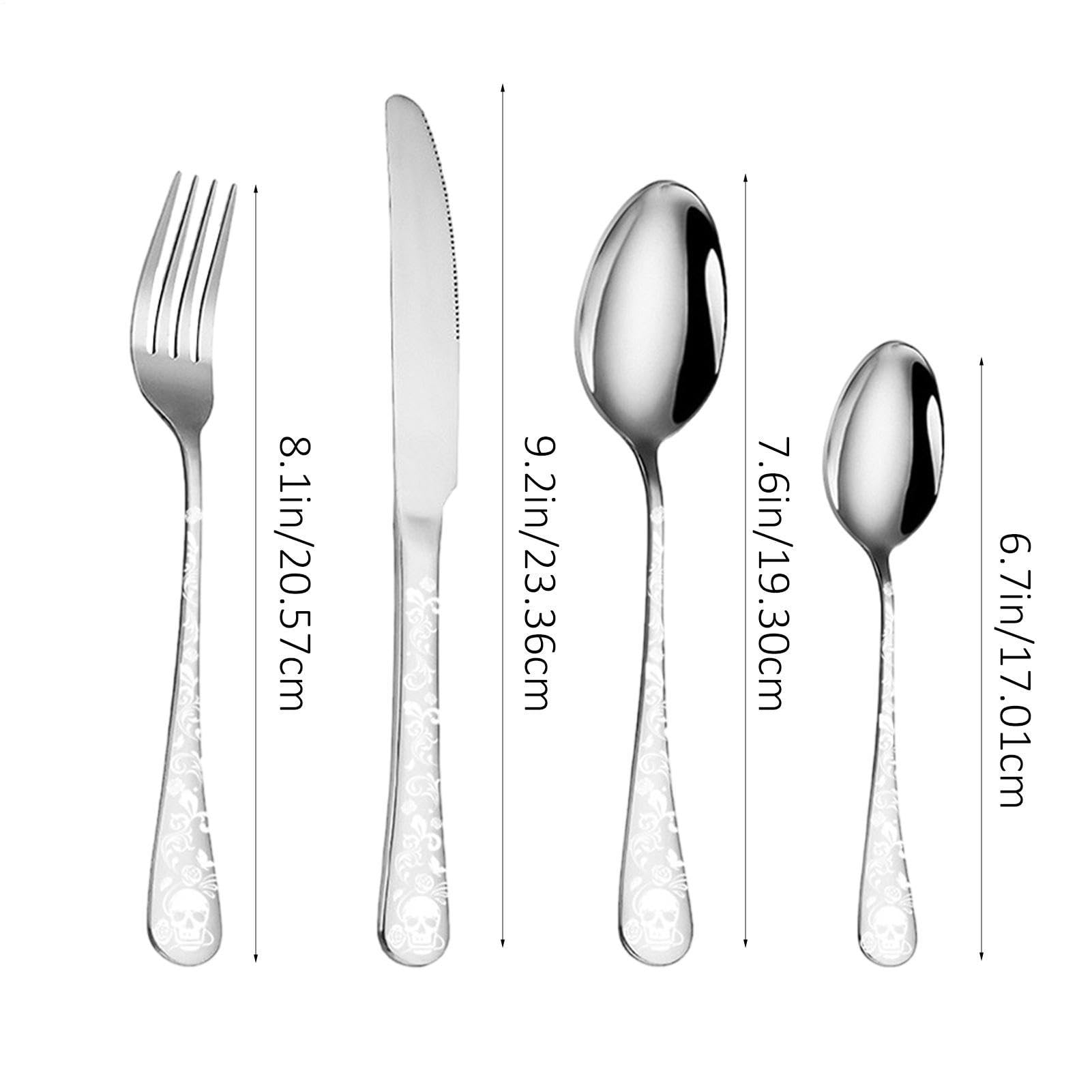 Küchenbesteck-Sets, Besteck-Set aus Edelstahl 24-teiliges Besteck mit | Spülmaschinenfestes Geschirr, tragbare Küchengabeln und Löffel zum Essen beim Camping