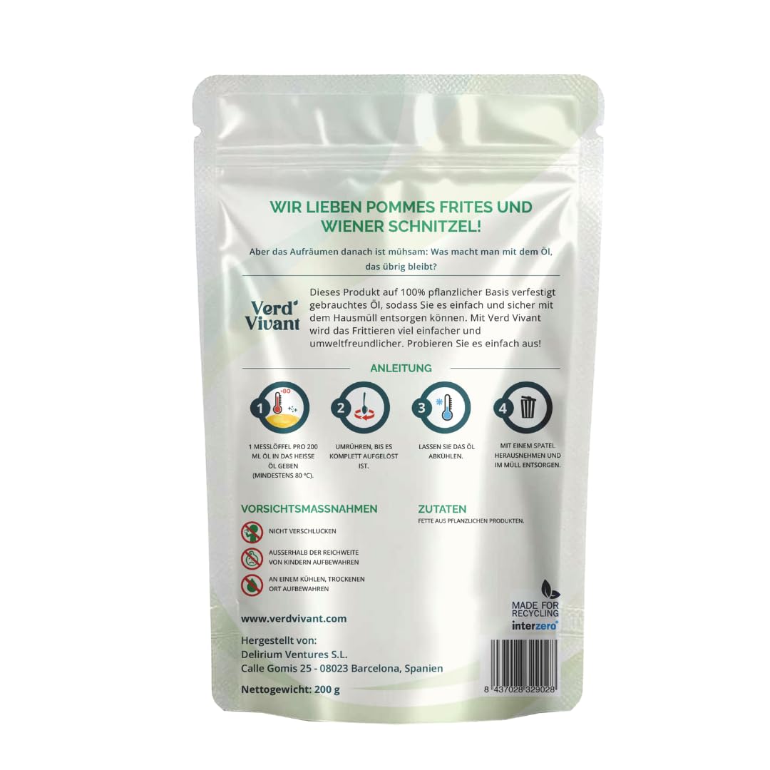 Öl-Solidifikator für gebrauchtes Speiseöl – Verfestigt bis zu 6 L Frittieröl – 100 % pflanzlich & geruchsfrei – Einfache Entsorgung – Kein Auslaufen – Für Küche & Haushalt Gewerbe, Industrie & Wissenschaft