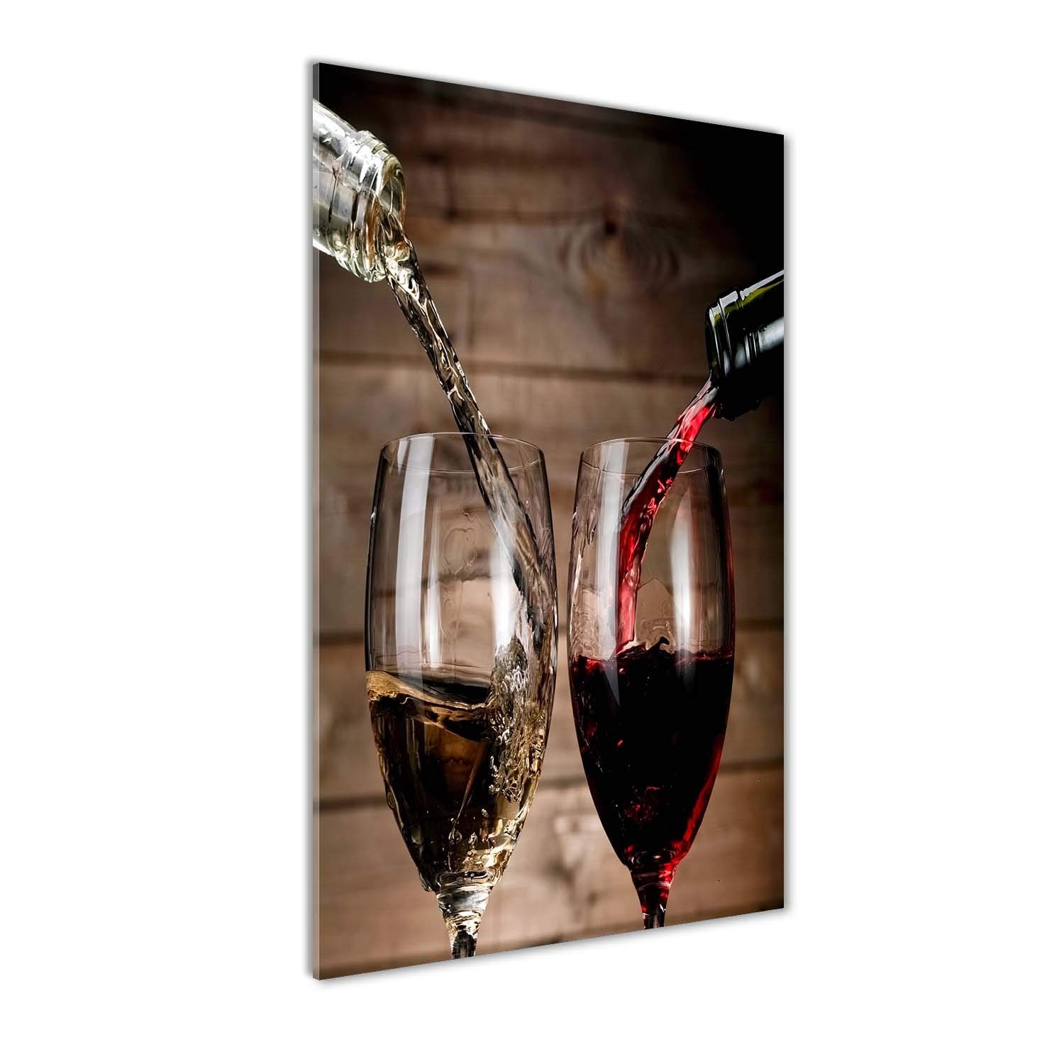 Tulup Impression sur Verre de 50x100 cm Image Tableau Photo décorative panoramique pour la Cuisine et Le Salon - Nourriture et Boissons - Vin dans des Verres - Rouge