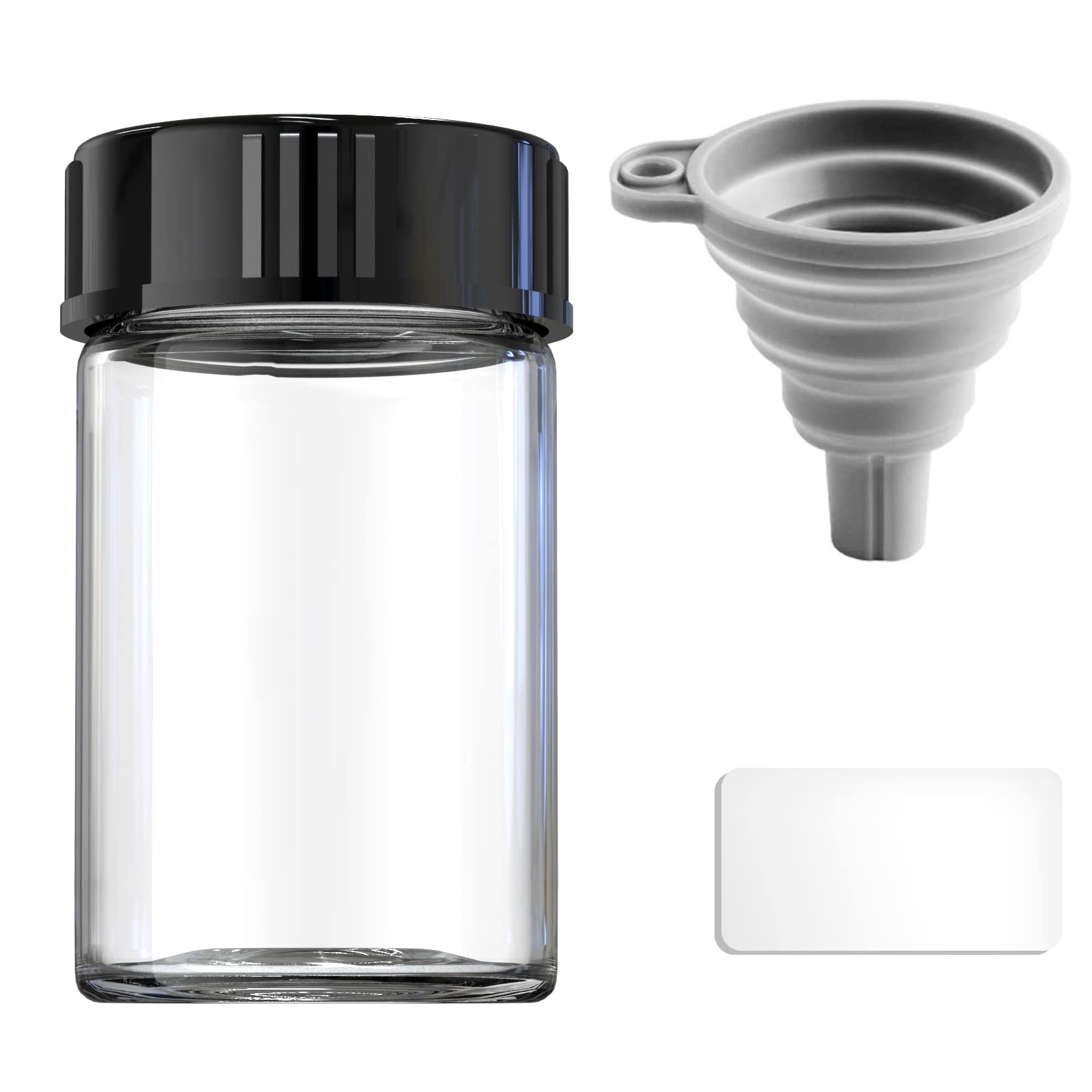 Zhanxubio Black Glass Sample Vials,Wide Mouth Glass Bottle Boro 3.3 With Cap For Laboratory,Reagents Bottle,Leaf Teas, Spices,Herbs, Medication,Paint,Diy Craft Vials With Sticker & Funnel (30Mm 20Ml 8Pcs)