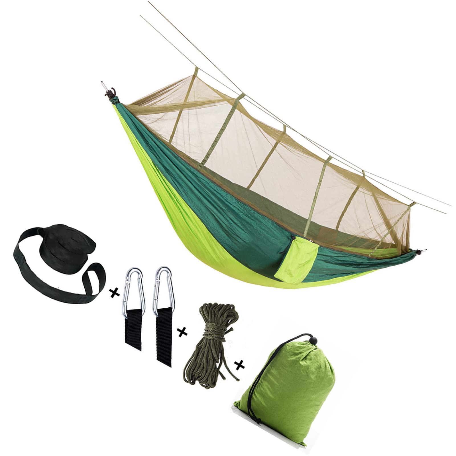 hammocks, Outdoor Ultralight Camping with Net, Carabiner, Tree Strap, 200 kg Load Capacity, 260 cm x 140, Portable Travel Tent, for Trekking