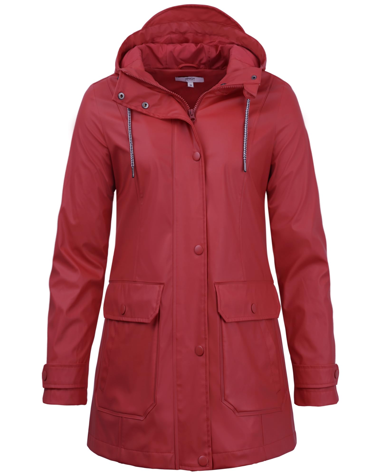 rhythm of the rain Friesennerz Regenjas voor dames, waterdichte regenjas, lange winterjas, warm gevoerd, overgangsjas, herfst, softshelljas met capuchon, windbreaker, parka, winter, Kaki, 44