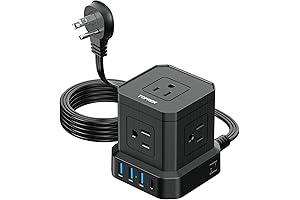 TOPREK Cube Surge Protector with USB: 5 Outlet 3 USB Power Strip