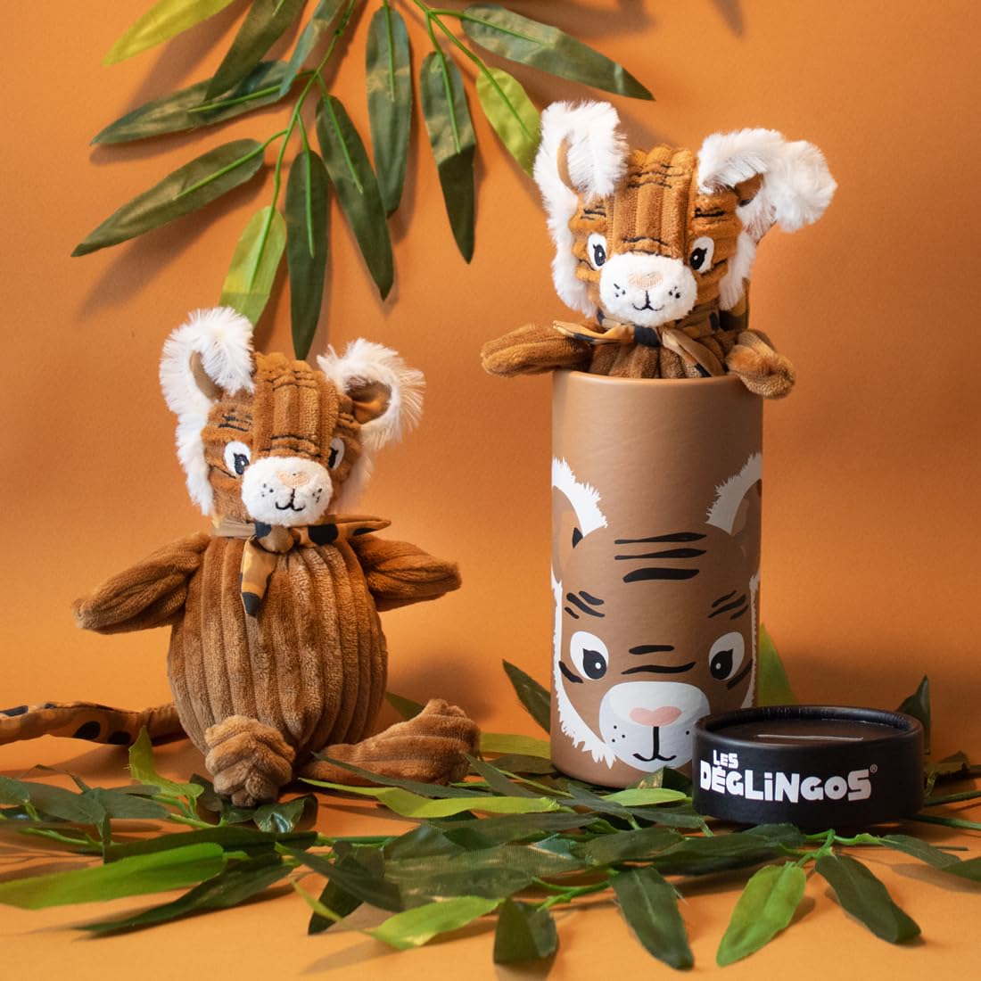 LES DÉGLINGOS Doudou Baby (Speculos de Tijger) - Pluche dier voor baby's en kinderen - Ultra zachte stof - Cadeau voor jongens en meisjes - Geschikt vanaf de geboorte - 25 cm - Bruin