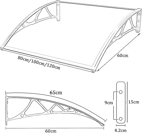 Miniatura 2 de WIGING Toldo para ventana, 15.7 x 23.6 in, 23.6 x 31.5 in, puerta delantera, al aire libre, jardín, porche, patio, cubierta para protección UV,
