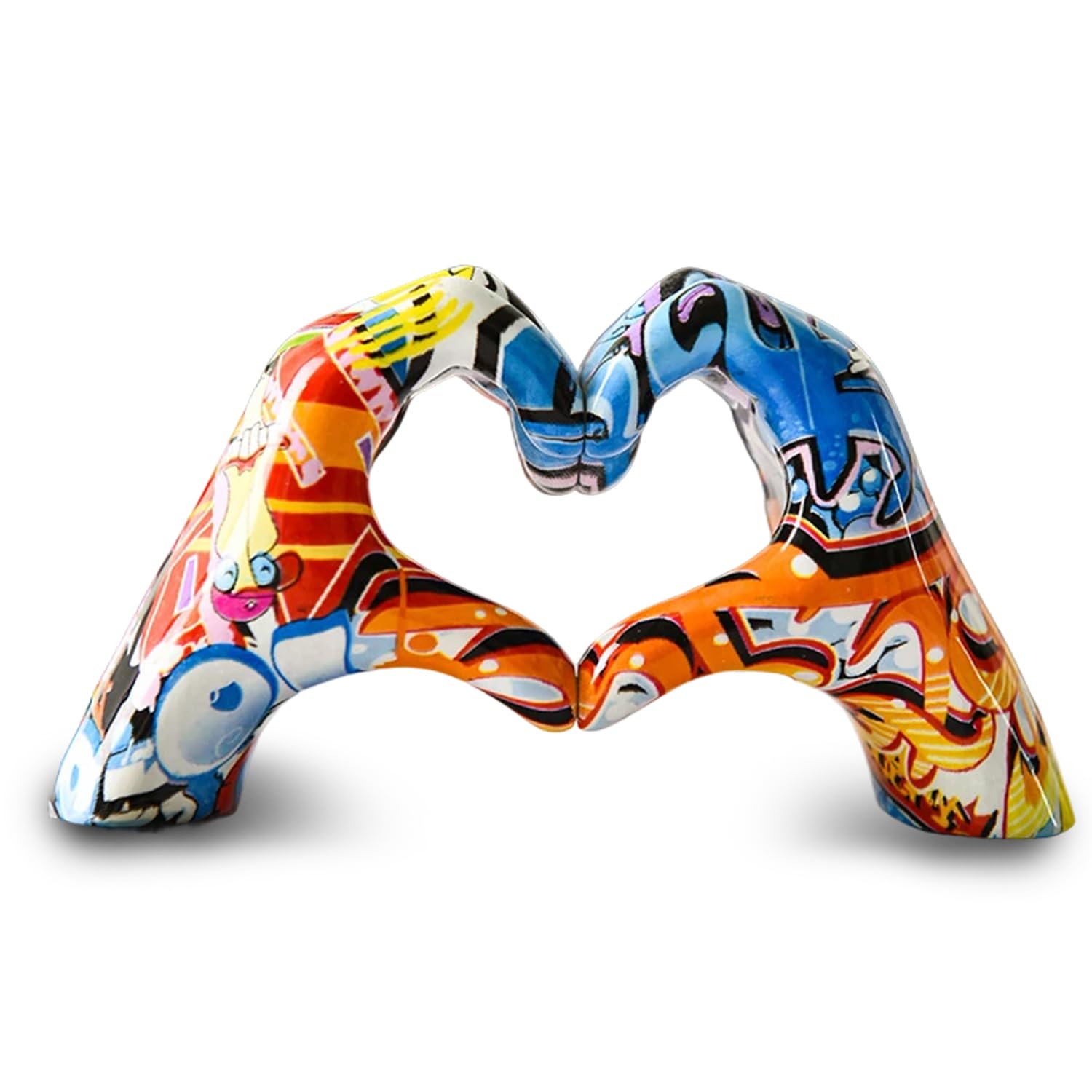 Dszemie Graffiti Heart Hand Sculpture – Home Decor for Living Room & Bedroom, Ornaments for Living Room with Colorful Design, Unique Wedding Versatile Room Decor