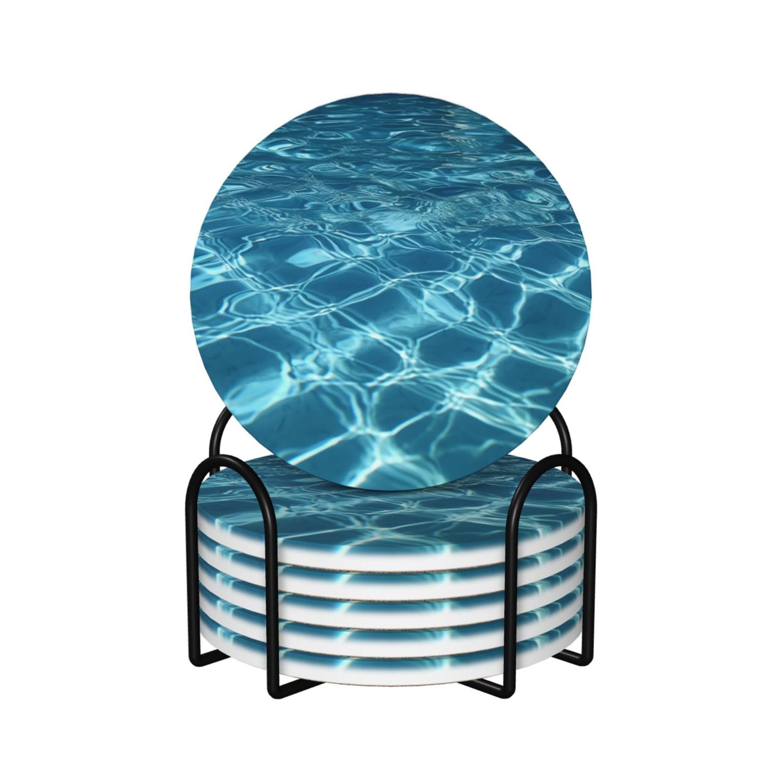 Dessous de verre en céramique support métal liège décoration intérieur piscine