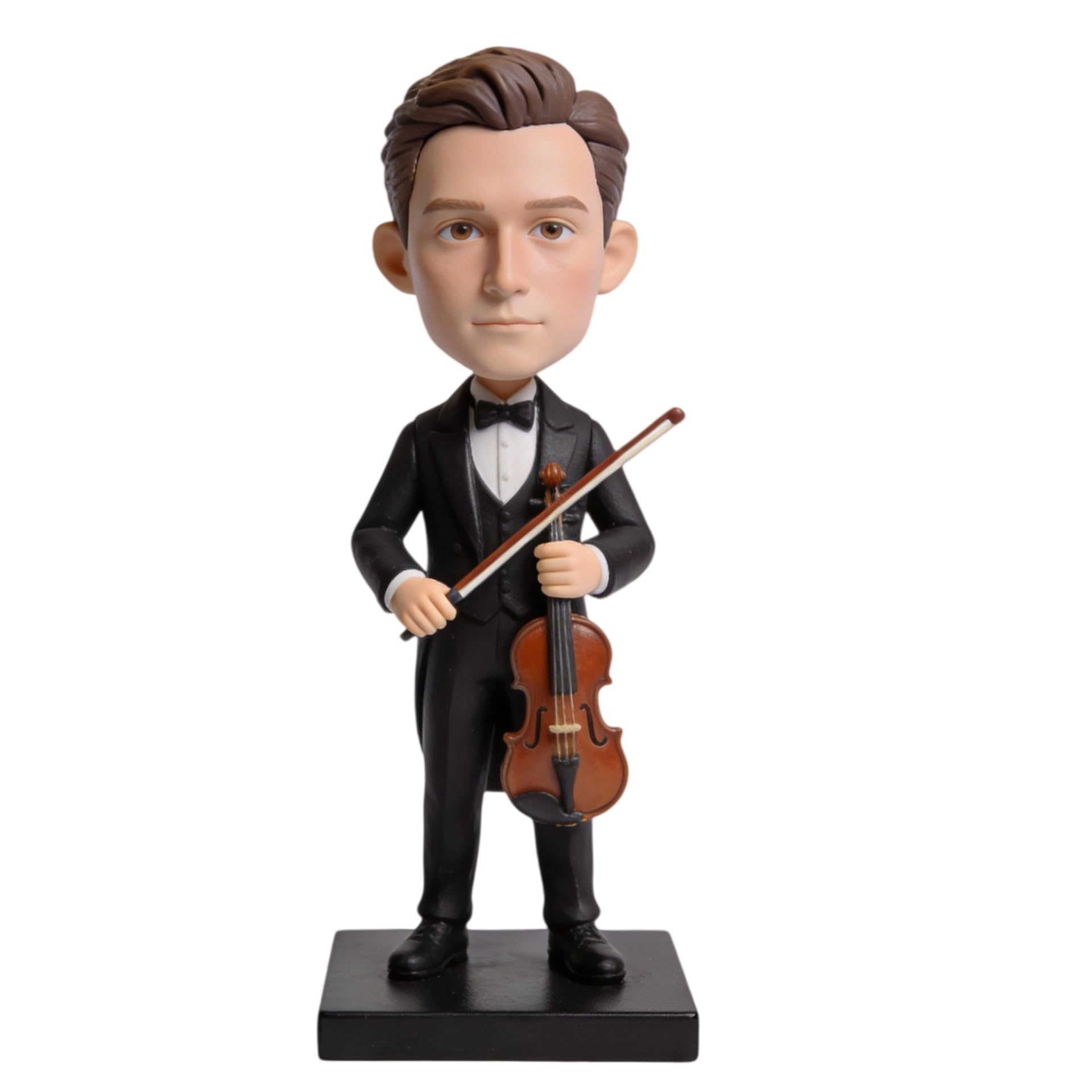 Figura 3D de cabeza de bobblehead, figura de foto de violinista masculino, músico Bobbleheads, decoración de escritorio, regalos para violinistas, músicos de orquesta y amantes de la música en