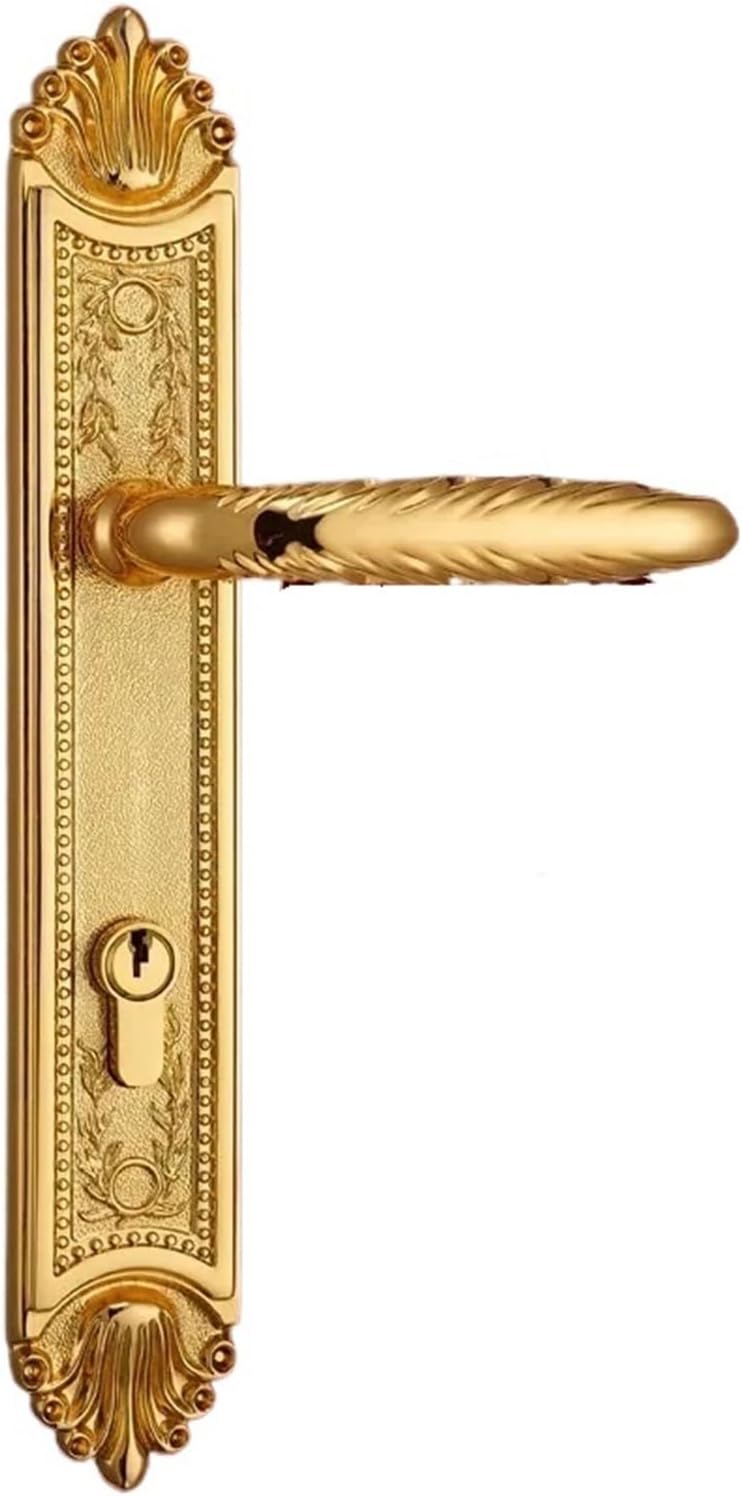 Solid Brass Door Lock European Fashion Entrance Door Lock Gold Interior Room Wooden Panel Gold Handle Lock(Rose Golden)