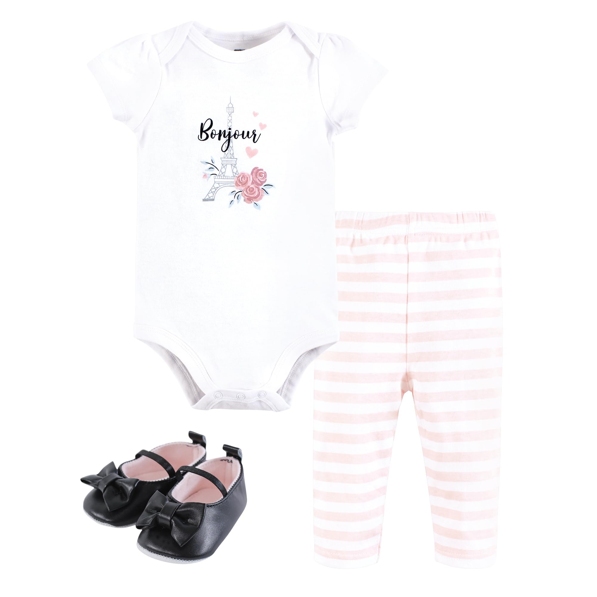 Hudson Baby Unisex Baby Cotton Bodysuit, Pant and Shoe Set
