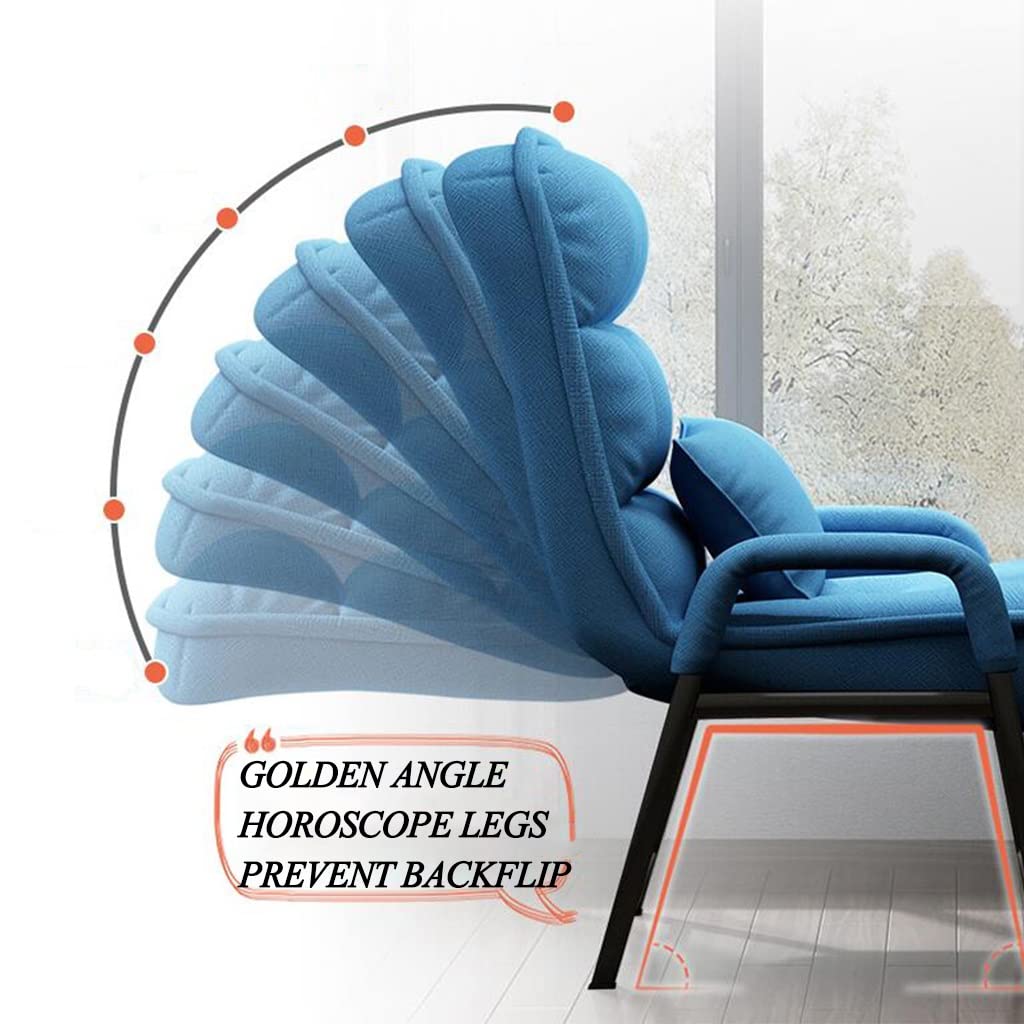 Sedia ergonomica per computer con contenitore, moderna sedia da salotto in tessuto, comoda poltrona singola imbottita con struttura in acciaio e tasche laterali, per soggiorno e tempo libero