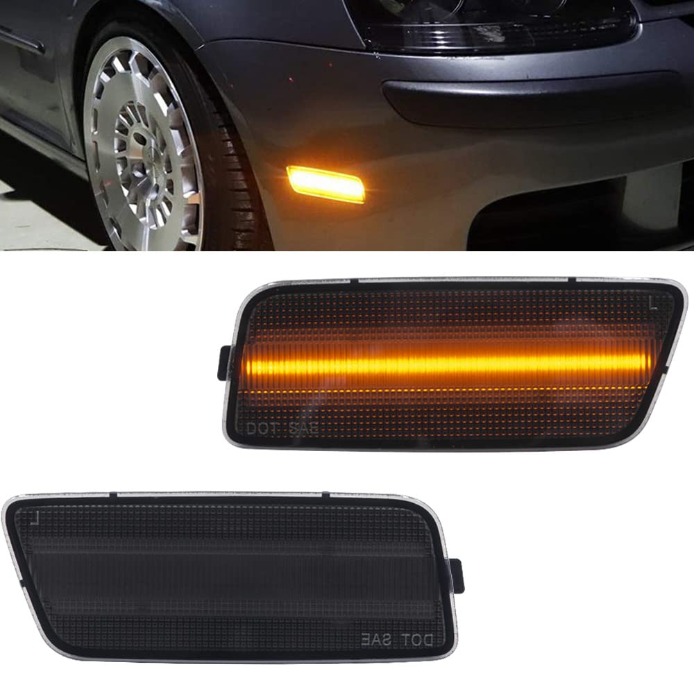 Mingrui test2Pcs Amber LED Side Marker Light for Volkswagen Golf MK6 GTI 2010-2014 Front Bumper Sidemarker lamp OEM Replacements Smoked Lens