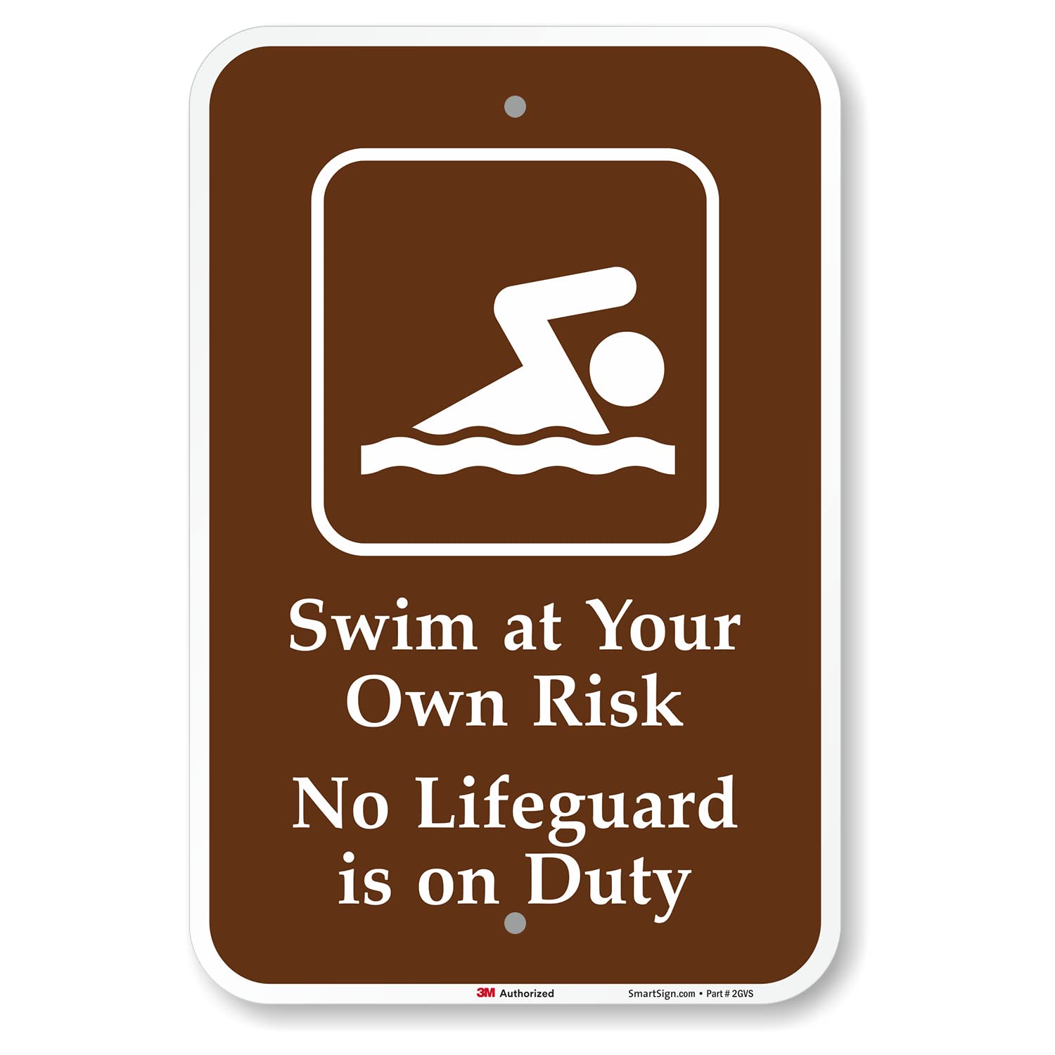 SmartSign "Swim At Your Own Risk - No Lifeguard On Duty" Sign | 12" x 18" 3M Engineer Grade Reflective Aluminum