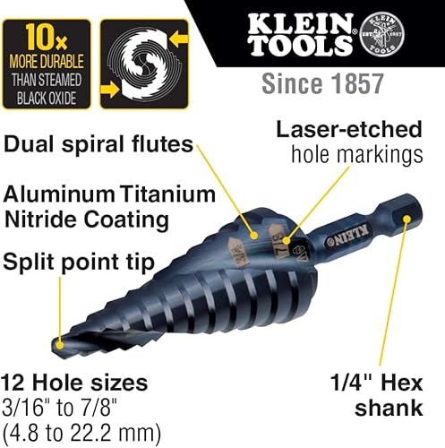 Vista 144 de Klein Tools broca escalonada con ondulado doble