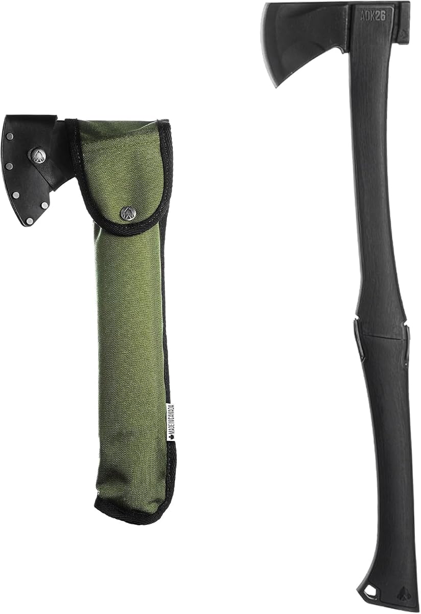 AGAWA ADK26 - Transforming Hatchet & Camping Axe - 2-in-1 Carbon Steel Log Splitter - Camping Gear for Hiking, Fishing, Hunting, Bushcraft, Survival Kit & Bug Out Bag