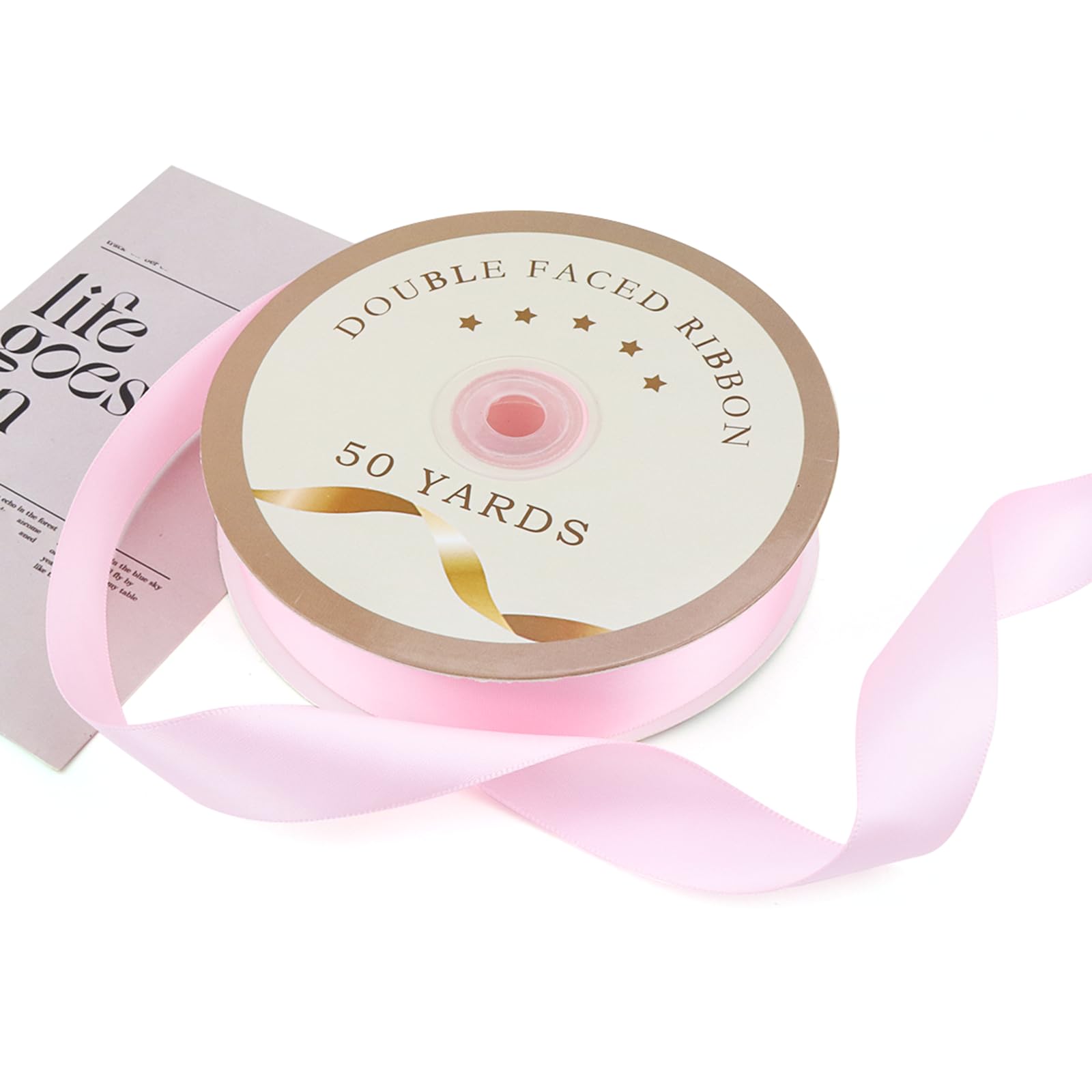 1" x 50yd Satin Ribbon Roll, Polyester, for Wedding Gift Wrapping