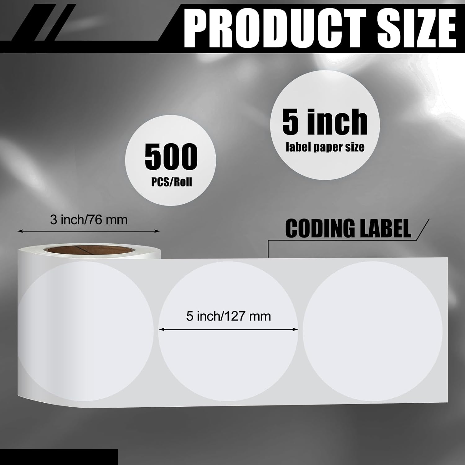 500 PCS 5 Inch Circle Stickers - Adhesive Round Dots Color Coding Labels for Warehouse Office Home Inventory Organization(White)