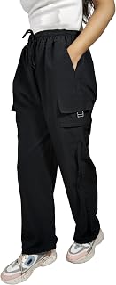 shopyidol 4 Pocket Straight-Fit Cargo Palazzo Pants for Kids Girls | Stylish High-Waist Casual Wear with Pockets | Comfort... Price In India