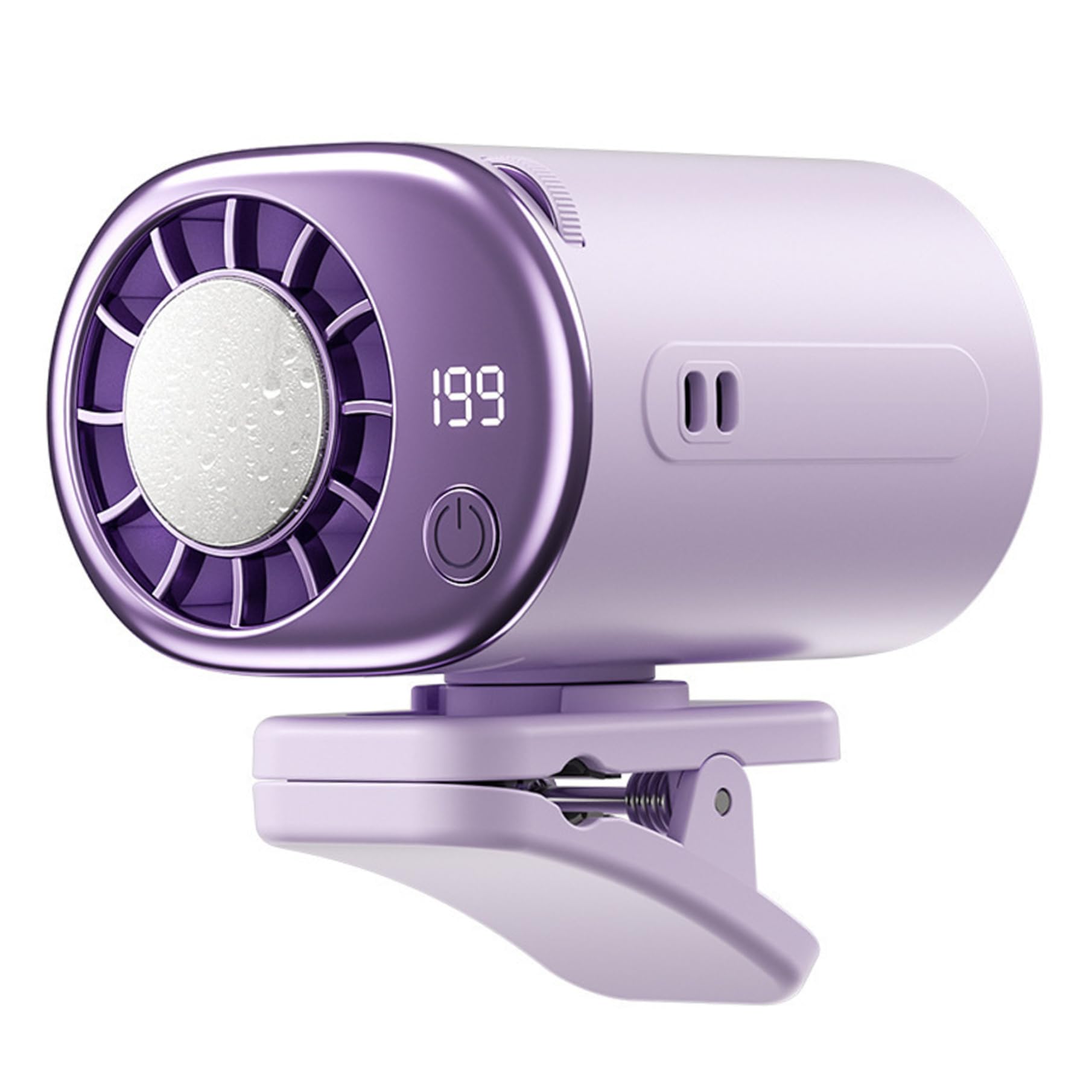 Uanqfegy Car Air Conditioner Fan - 199 Speeds & 360掳 Rotation, Clip-On with Semiconductor Cooling USB, Purple