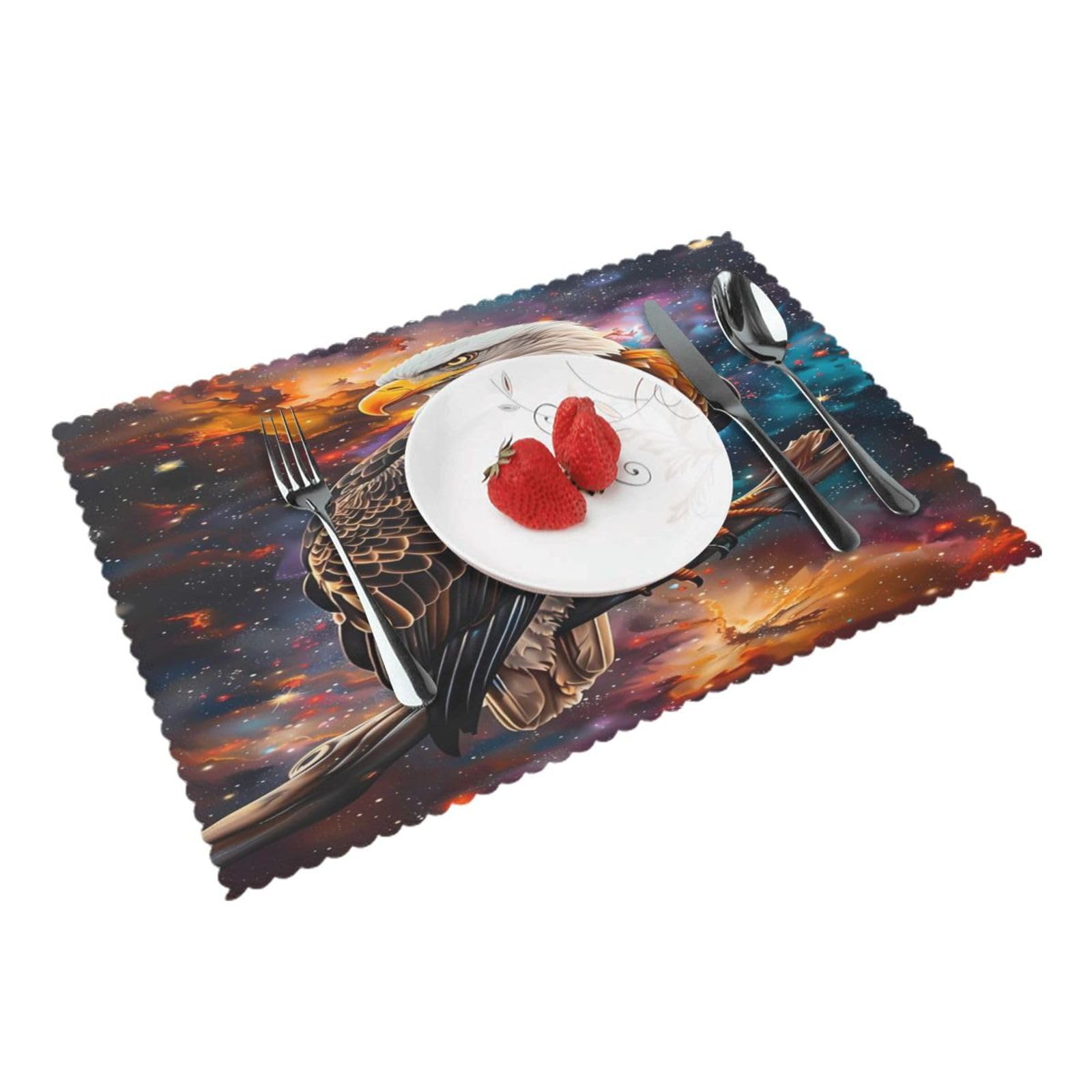 Cosmic Galaxy Eagle (1) Placemats Set of 4 Print Table Mats Place Mats Table Decor for Kitchen Dining 12X18 in