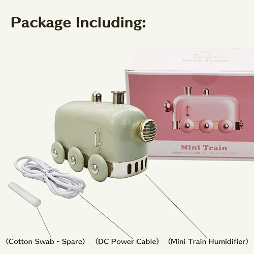 Miniatura 5 de Mini humidificador portátil, 10.1 fl oz, lindo tren pequeño humidificador, difusor de niebla fría para escritorio, oficina, dormitorio, ultra