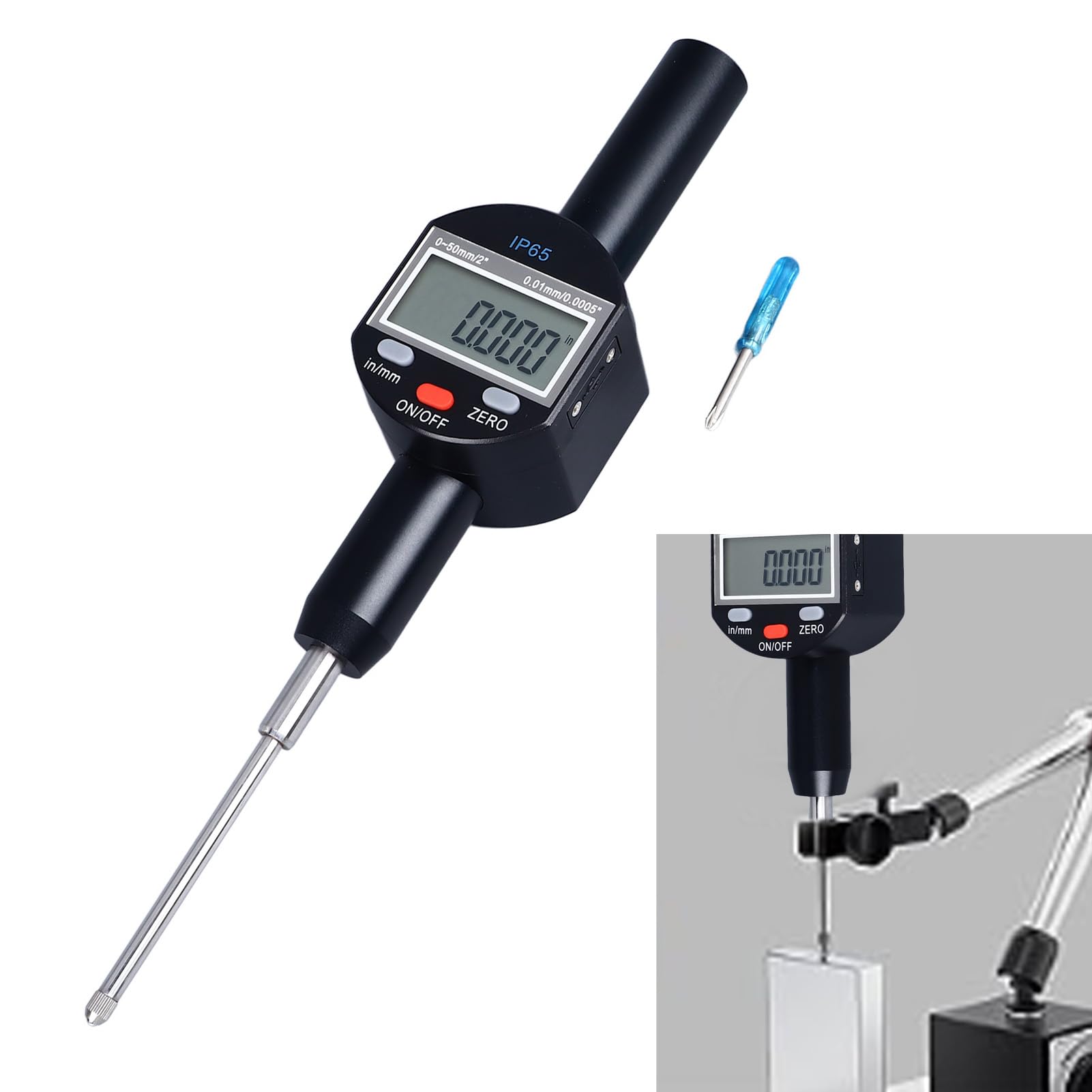 Indicateur de Numérotation Numérique 0,01 Mm 0,0005 Pouces Résolution 0 à 50 Mm 2 Pouces IP65 Pain D'essai électronique Imperméable
