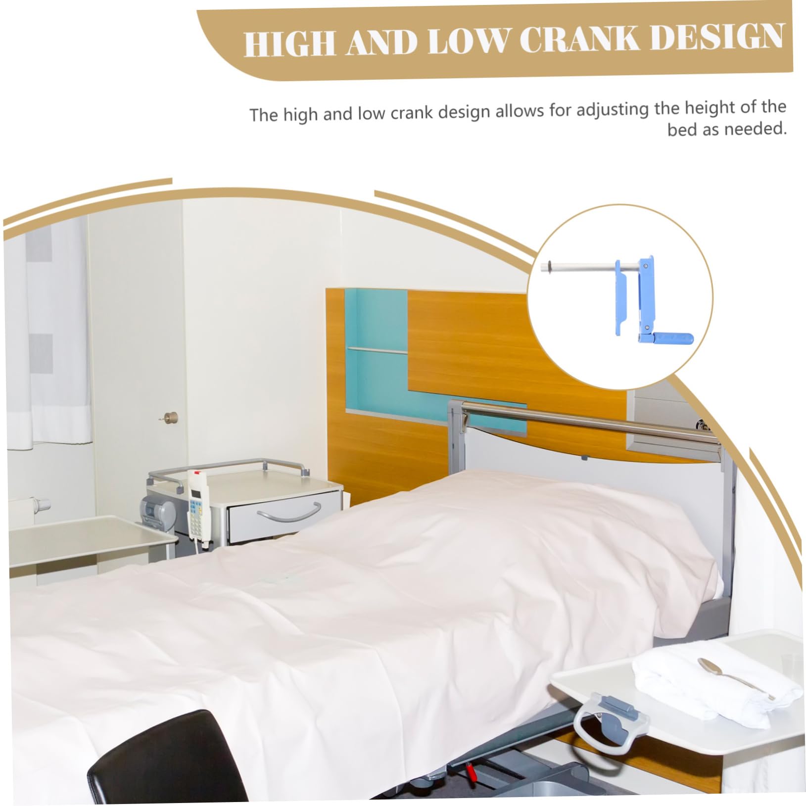 NOLITOY Abs Replacement Crank Assembly Bed Assist Rail Handle Stainless Steel Nursing Care Height Adjustment Adjuster Handle