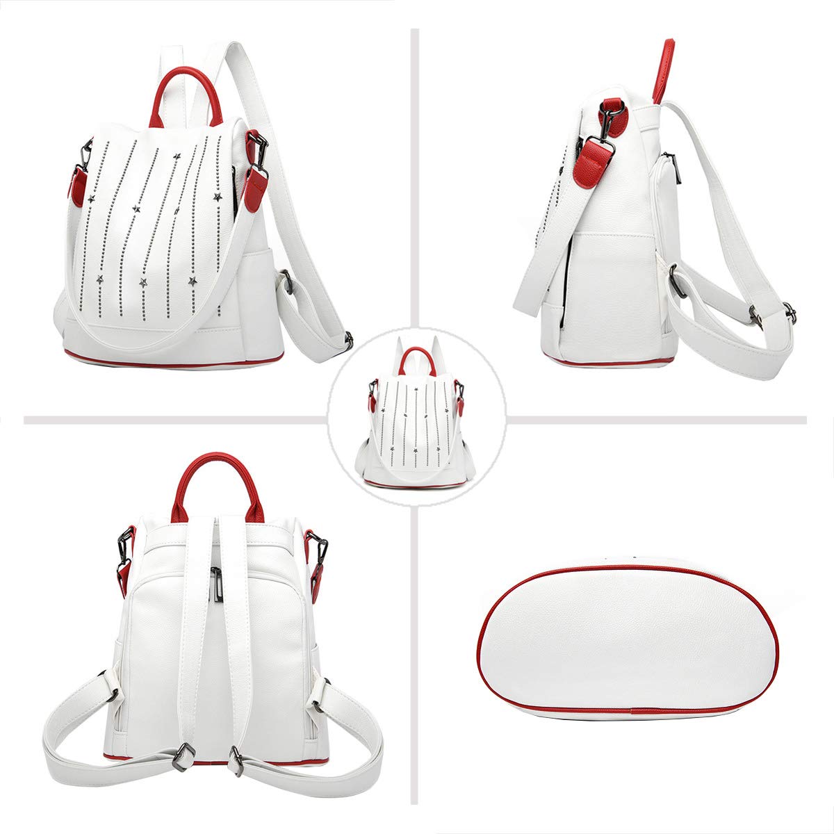 BUKESIYI Donna Borsa Zaino Elegante Zainetto Borse a Tracolla Zaini Antifurto Zainetti 2024 PU Pelle IT78209 Bianco V1