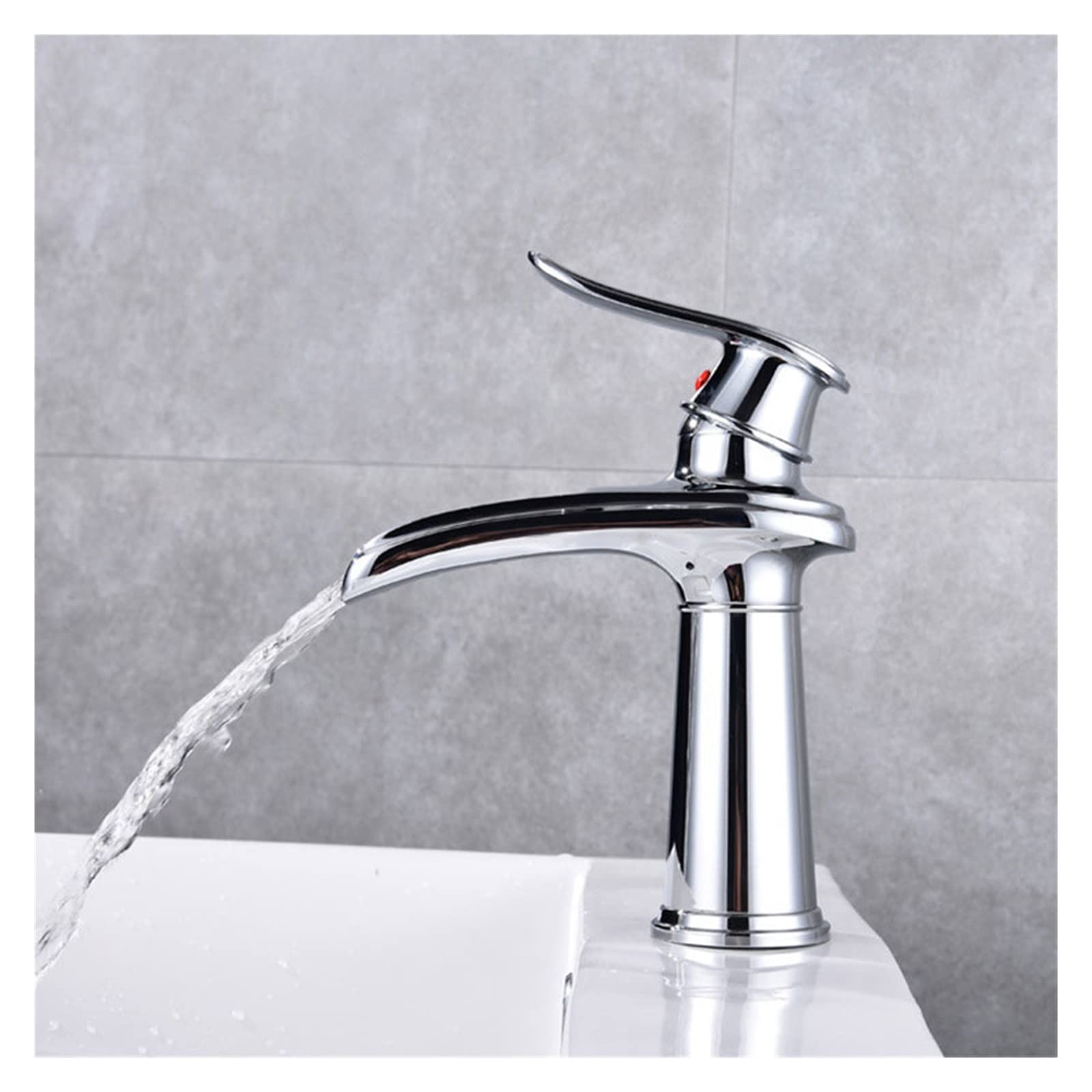 Robinet mitigeur cascade chromé pour lavabo de salle de bains moderne court 6046