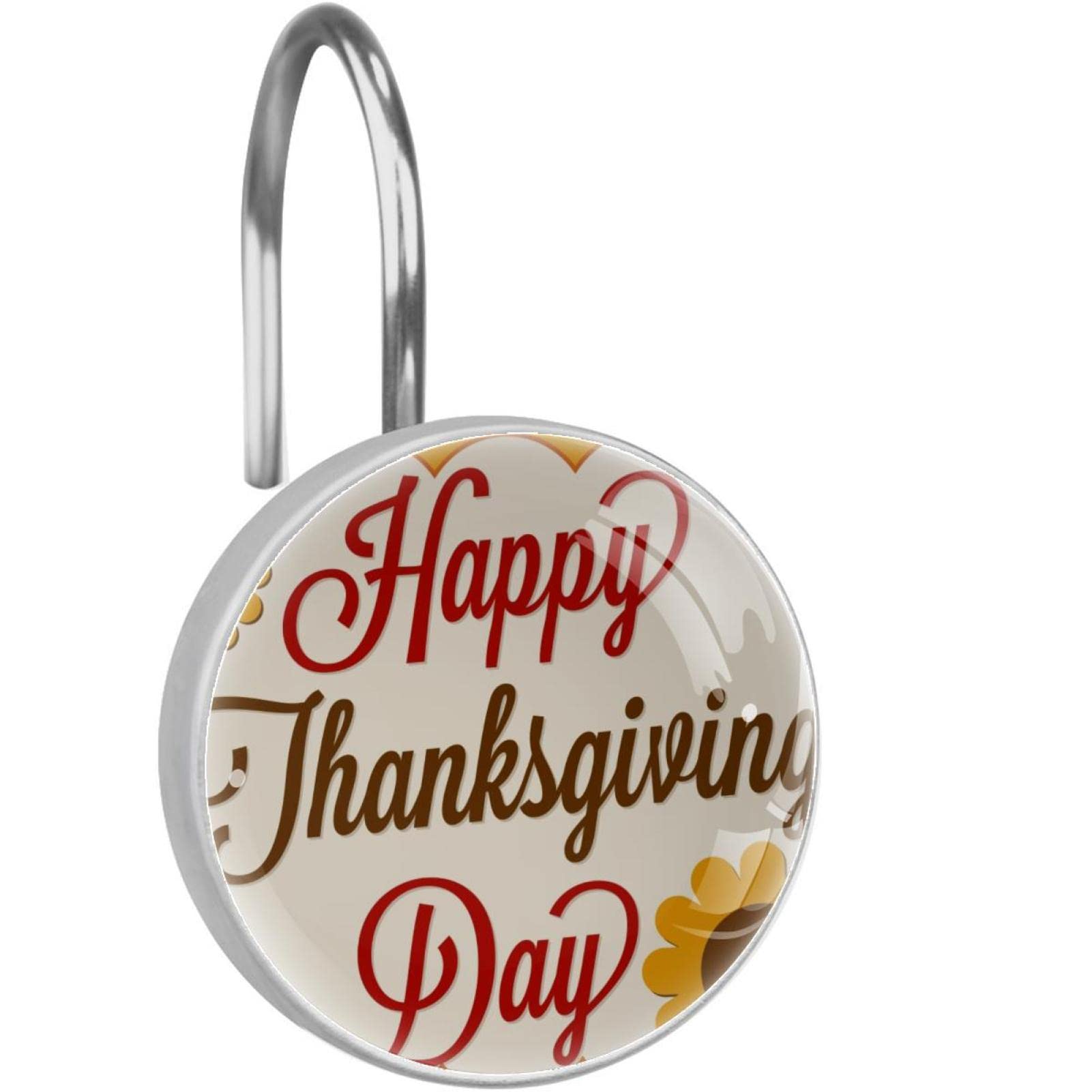 Anneaux de rideau de douche motif tournesol Thanksgiving pour tringle salle de bain